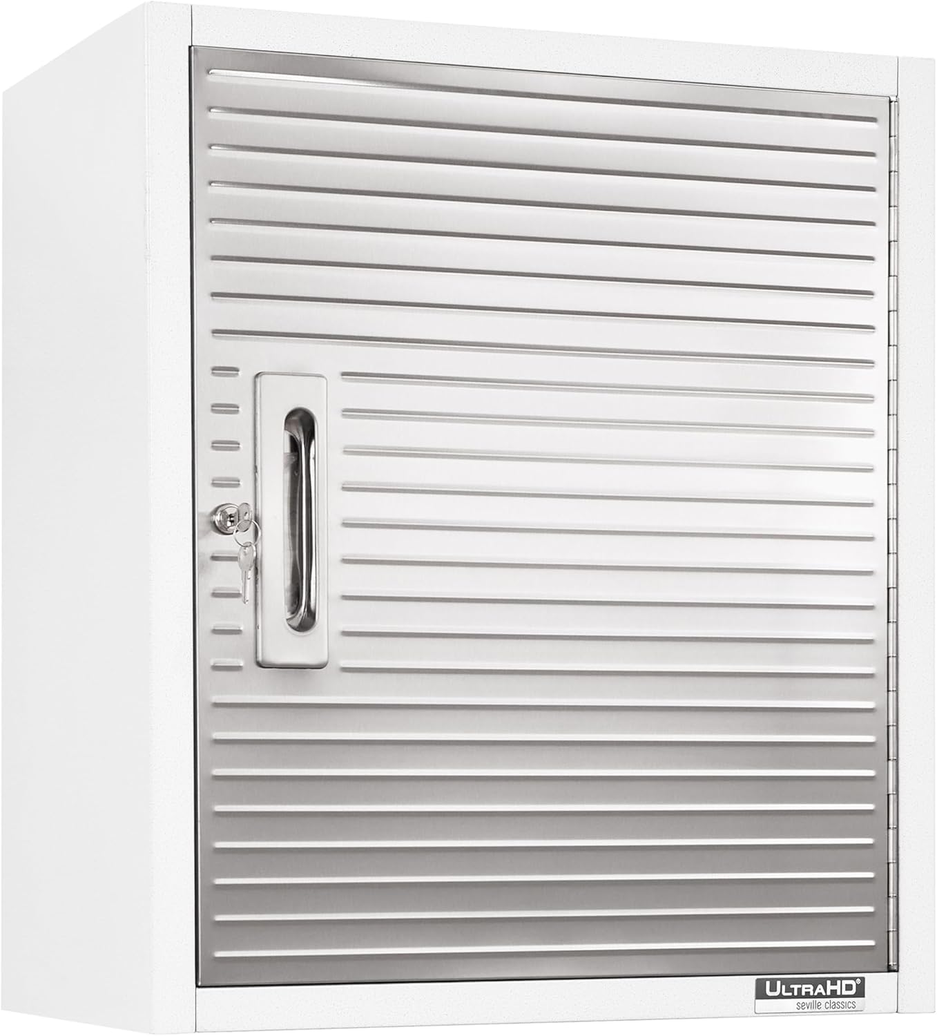 Seville Classics UltraHD Solid Steel Lockable Metal Storage Wall Cabinet Organizer, w/Adjustable Shelves for Garage, Warehouse, Office, Classroom, Granite, 24" W x 12" D x 24" H