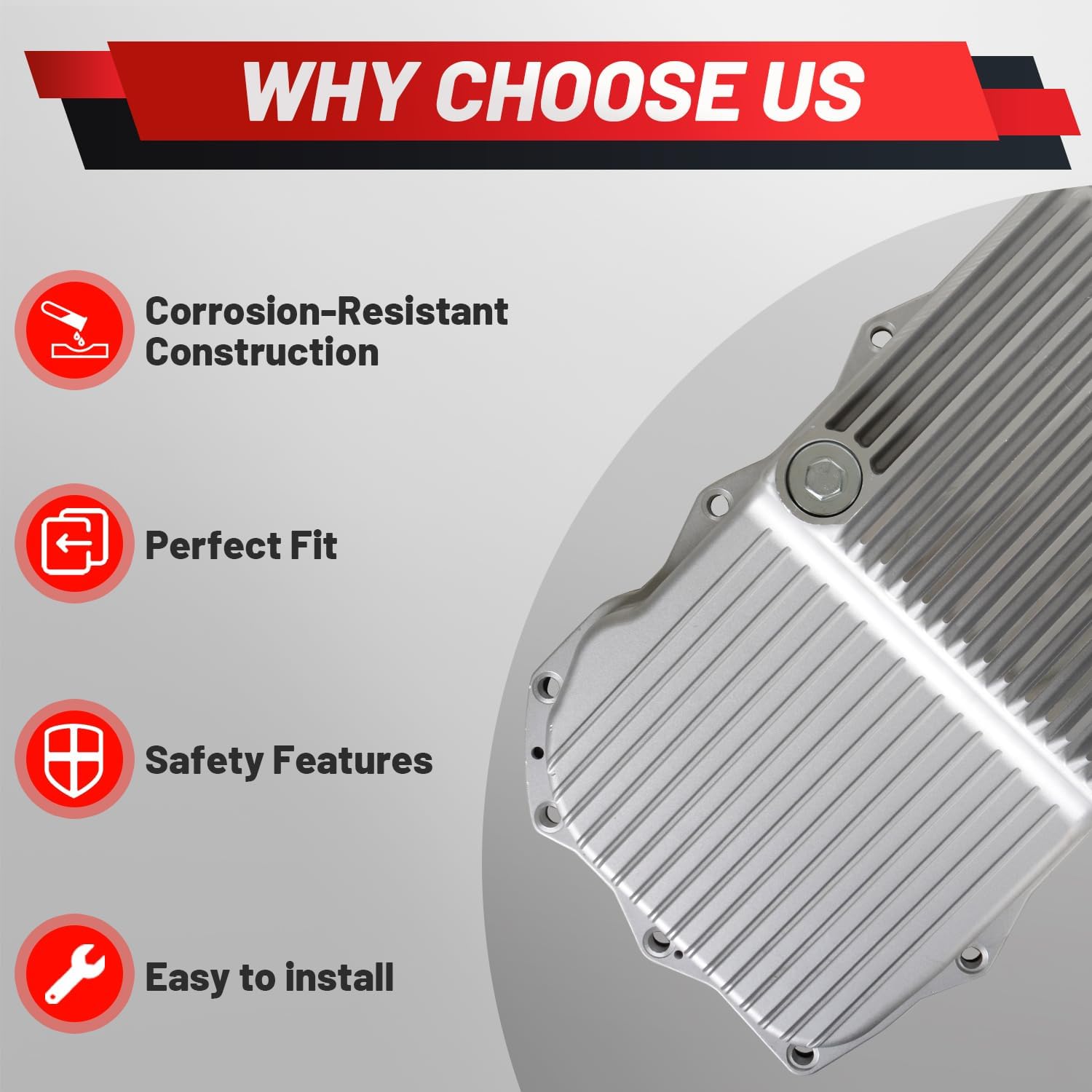 228053000 Upgraded Aluminum Transmission Oil Pan Compatible with Dodge Challenger Charger 2015-2022 5.7L 6.4L V8 Gas For Ram1500 2013-2022 5.7L 3.0L 8HP70/8HP75 with Gasket 8-Speed Transmission