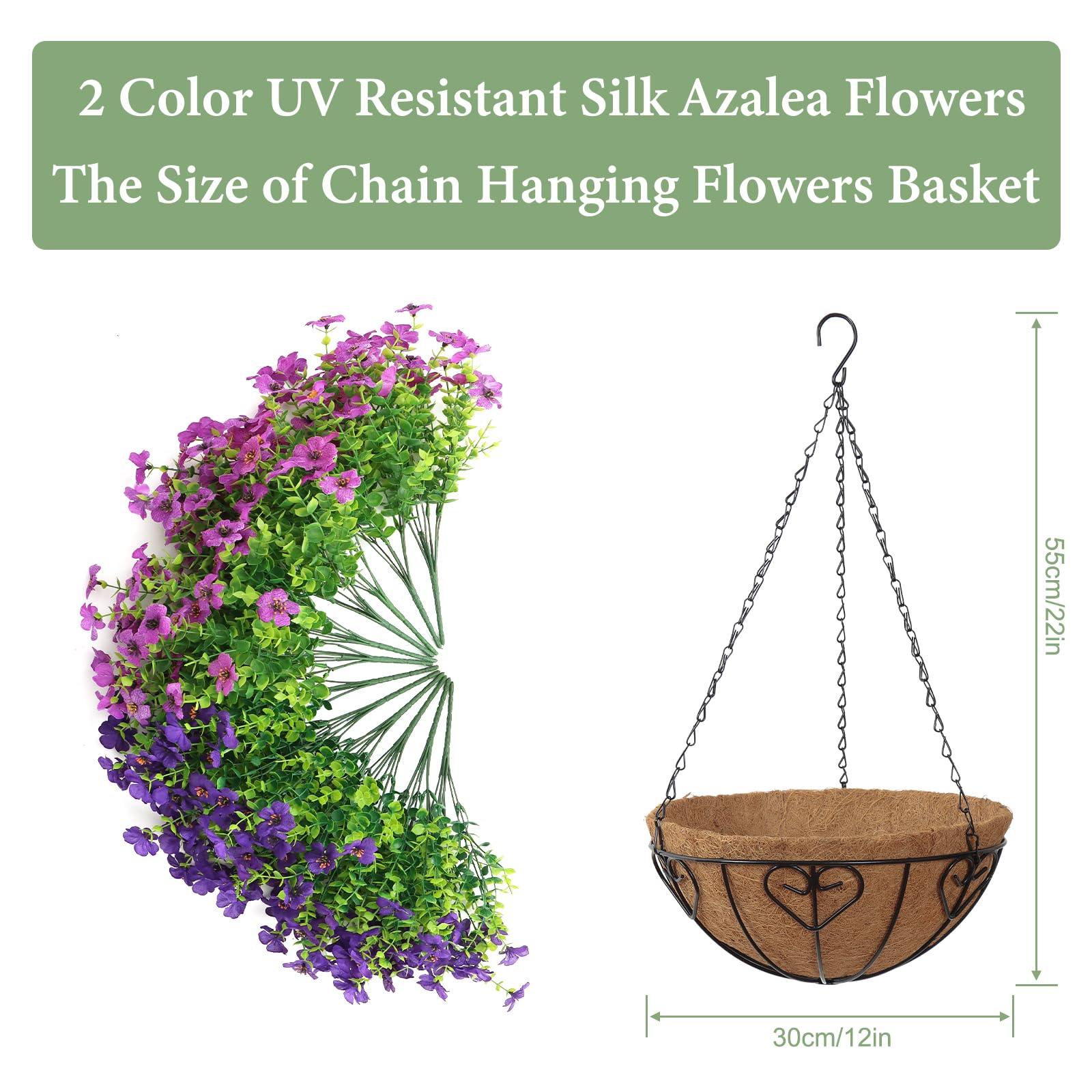 Weldomcor 2 Sets aus Seidenblumen, Blumenpflanzen, DIY, Kette, Hängekorb, Blumentopf, mehrfarbig, künstliche Blumen für Salon, Garten, Hochzeit, Terrasse, Veranda, Deck, Hof, Dekoration, 2 Farben