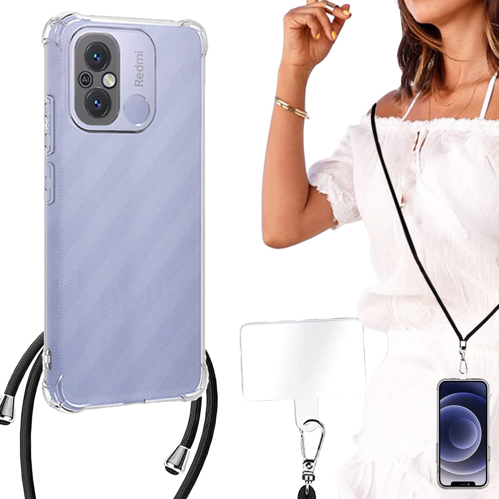 Amazon.co.jp: Xiaomi Redmi 12C ケース ショルダー クリア 透明  