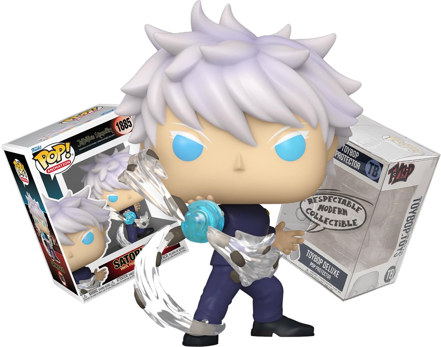 Funko Jujutsu Kaisen - Satoru Gojo Cursed Technique Lapse Blue + ToyBop Protector: Pop! Figura de vinilo de animación (incluye estuche de coleccionista con protector pop)
