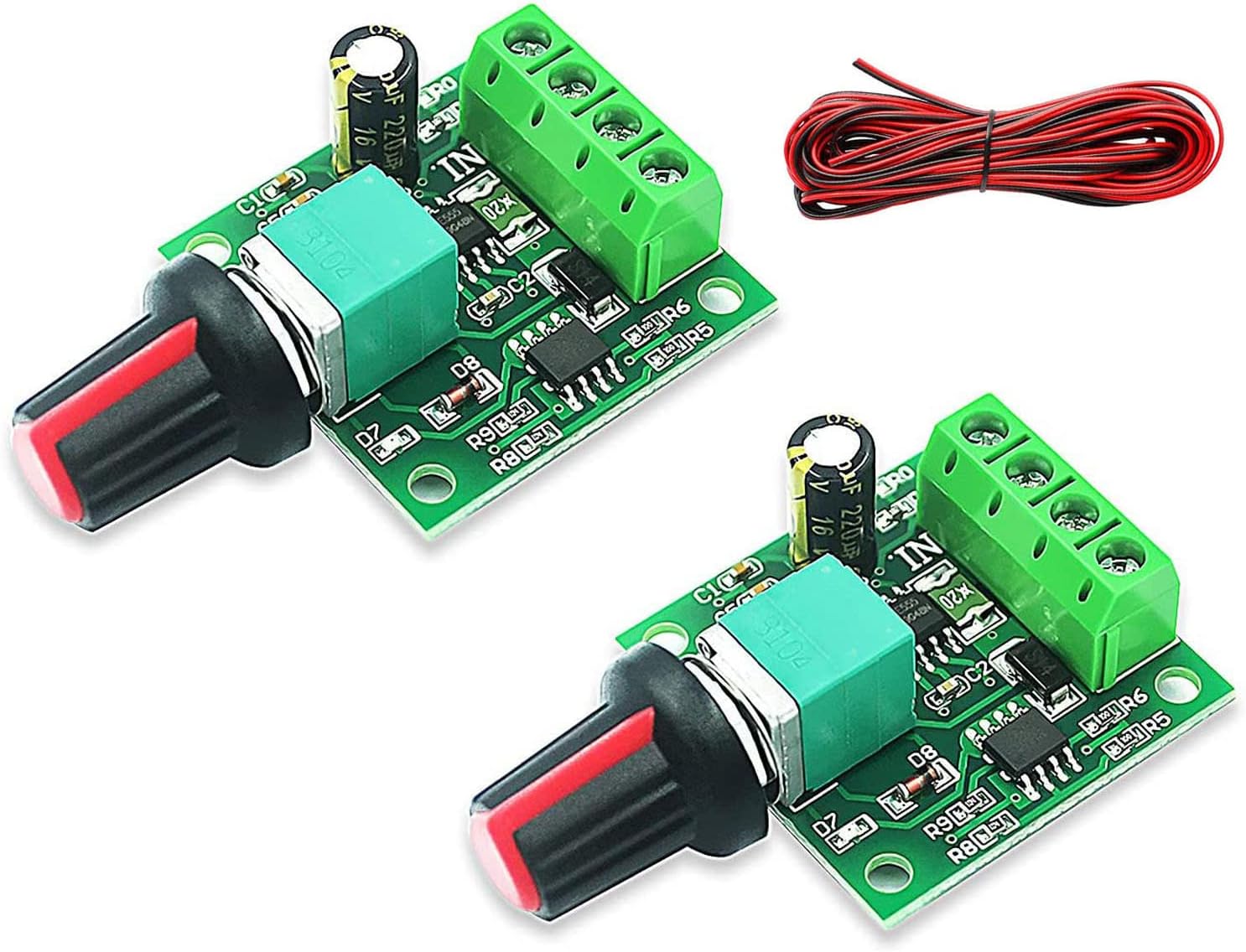 RUNCCI-YUN 2pcs DC 12v PWM motor speed controller,1.8V 3V 5V 6V 12V 2A Speed Adjustable Switch Module, Variable Voltage Regulator Dimmer Governor Switching Build with LED Indicator and Switch Function