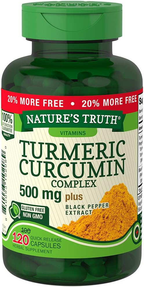 Nature's Truth Turmeric Curcumin Complex 500 mg Plus Black Pepper Extract, 120 Count