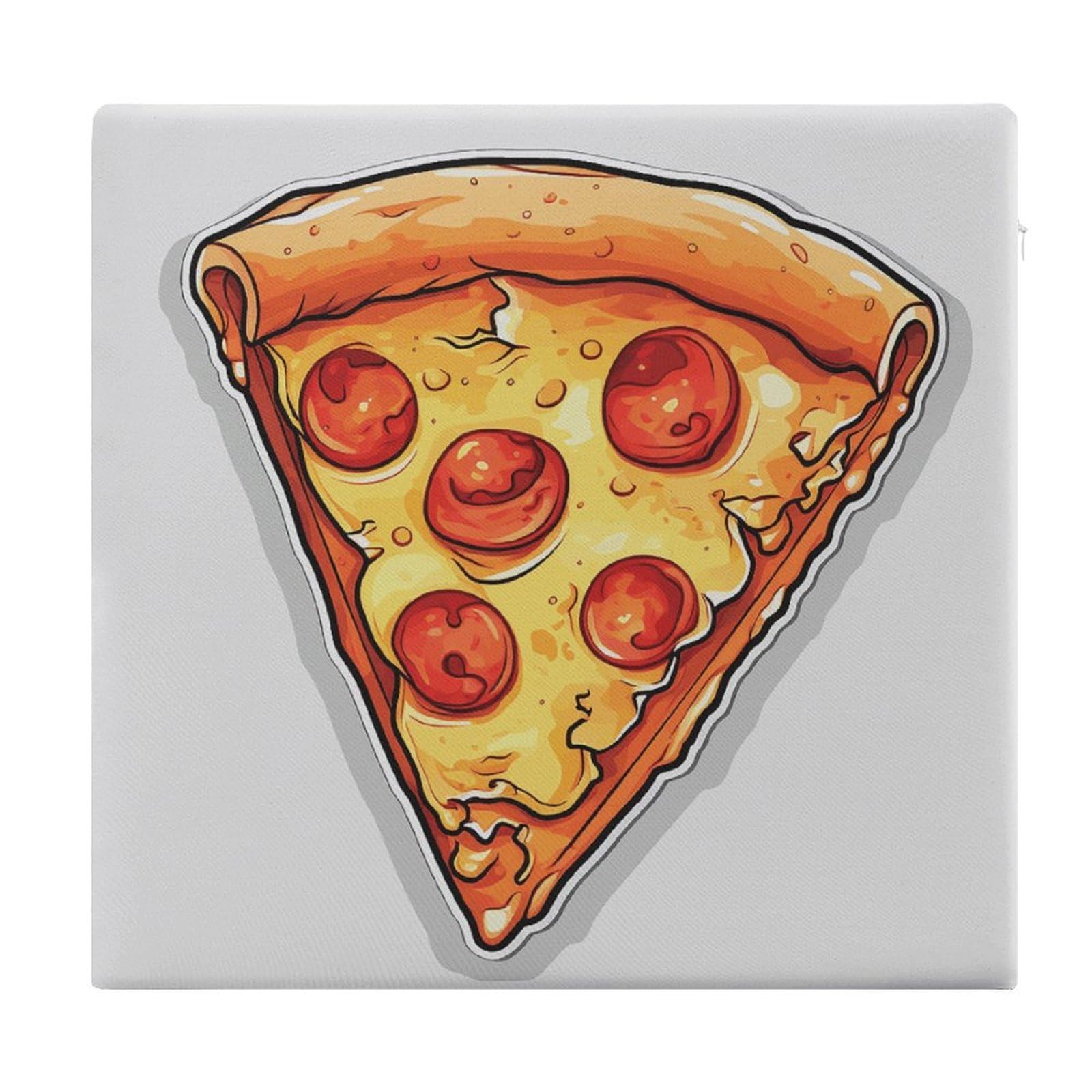FekiLoot - Outdoor Cartoon Pizza Seat Cushion Square Memory Foam Non-Slip Comfort Meditation Floor Cushion for Kitchen Dining Room Office Chairs