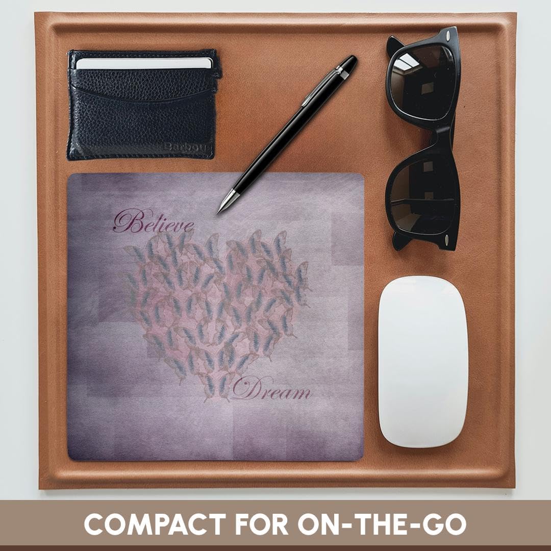 3D Rose "Inspirational Believe and Dream Butterflies Art" Matte Finish Mouse Pad - 8 x 8" - mp_57269_1