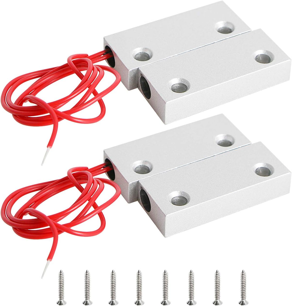 Aoje-Link MC-52 NO Wired Magnetic Switch Door Window Reed Switch Micro Alarm Magnetic Contact Security Silver Gray 2pcs