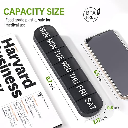 Miniatura 2 de Organizador semanal de pastillas 2 veces al día, paquete de 2 pastilleros de viaje grande con 14 compartimentos para vitaminas, contenedor de