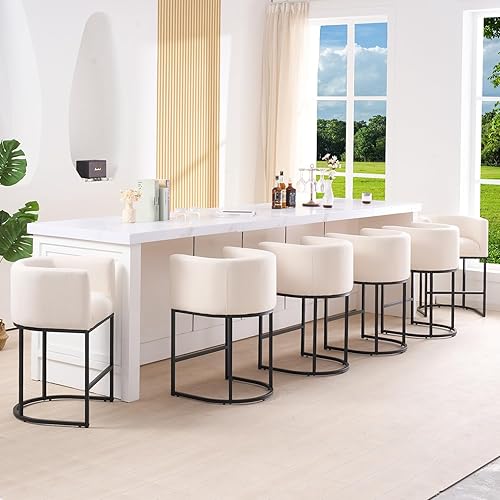 Miniatura 6 de ClinQ Juego de 2 taburetes de bar de altura de mostrador de 26 pulgadas de alto, modernos taburetes de contador con respaldo y brazos, marcos de