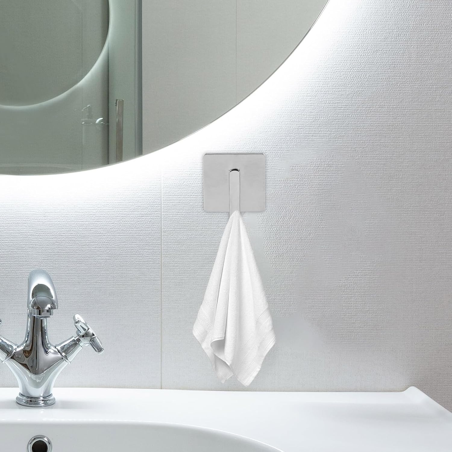 Self Adhesive wall Hooks, 4pcs Hooks for Bathroom Towels and Clothes Hanging No-Drill Wall with Smooth Surface for Kitchen Door and Key Hanger Use