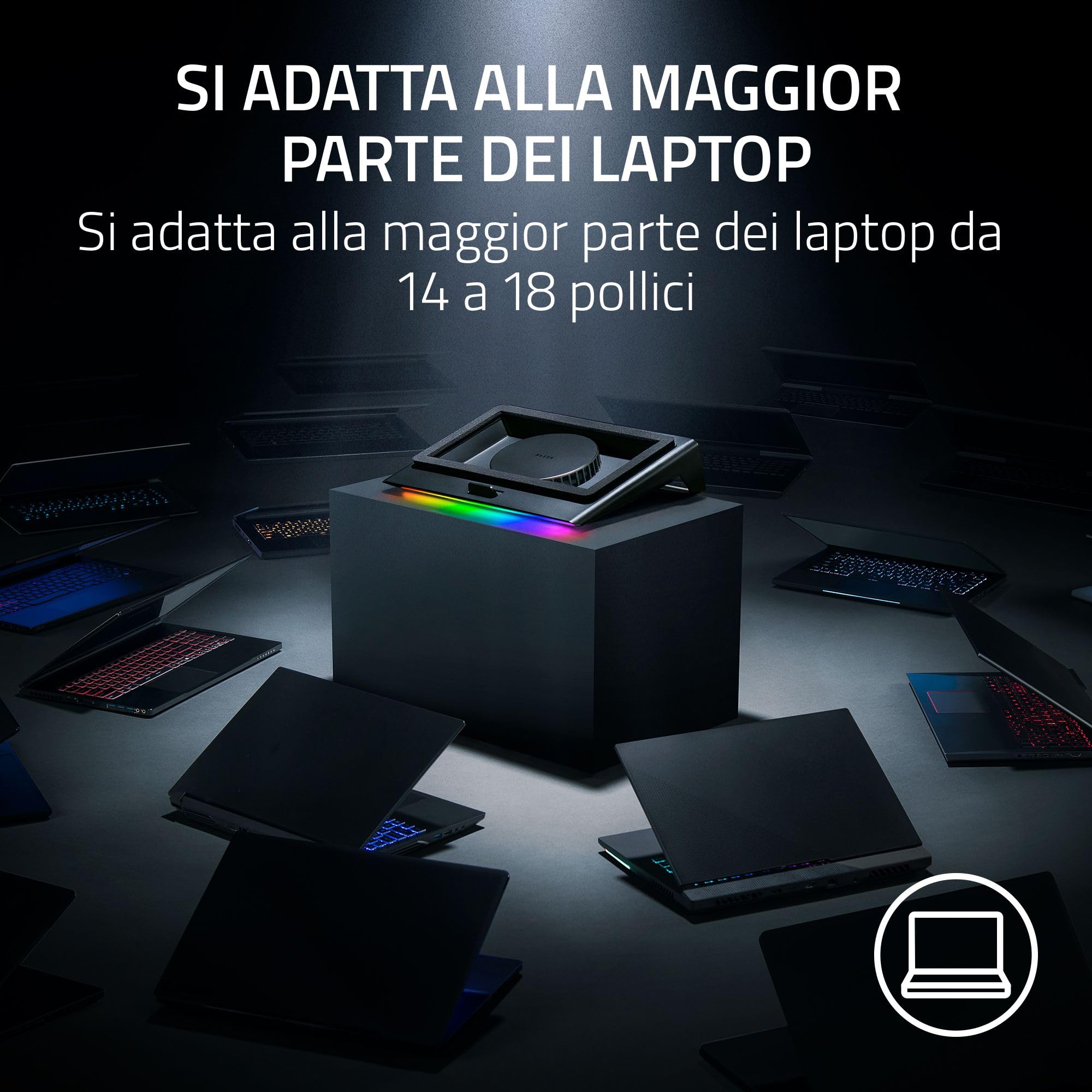 Razer Laptop Cooling Pad 14'-18' Intelligente a Pressione Ermetica Nero