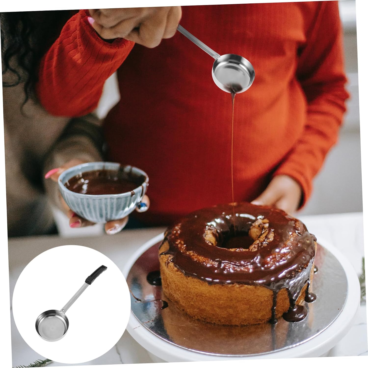 Long Handle Portion Control Ladle Spoon for Soup, Sauce and Gravy Serving