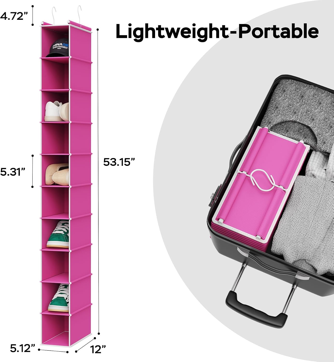 MAX Houser 2 Pack 10 Tier Slim Hanging Shoe Organizer Pink image 3
