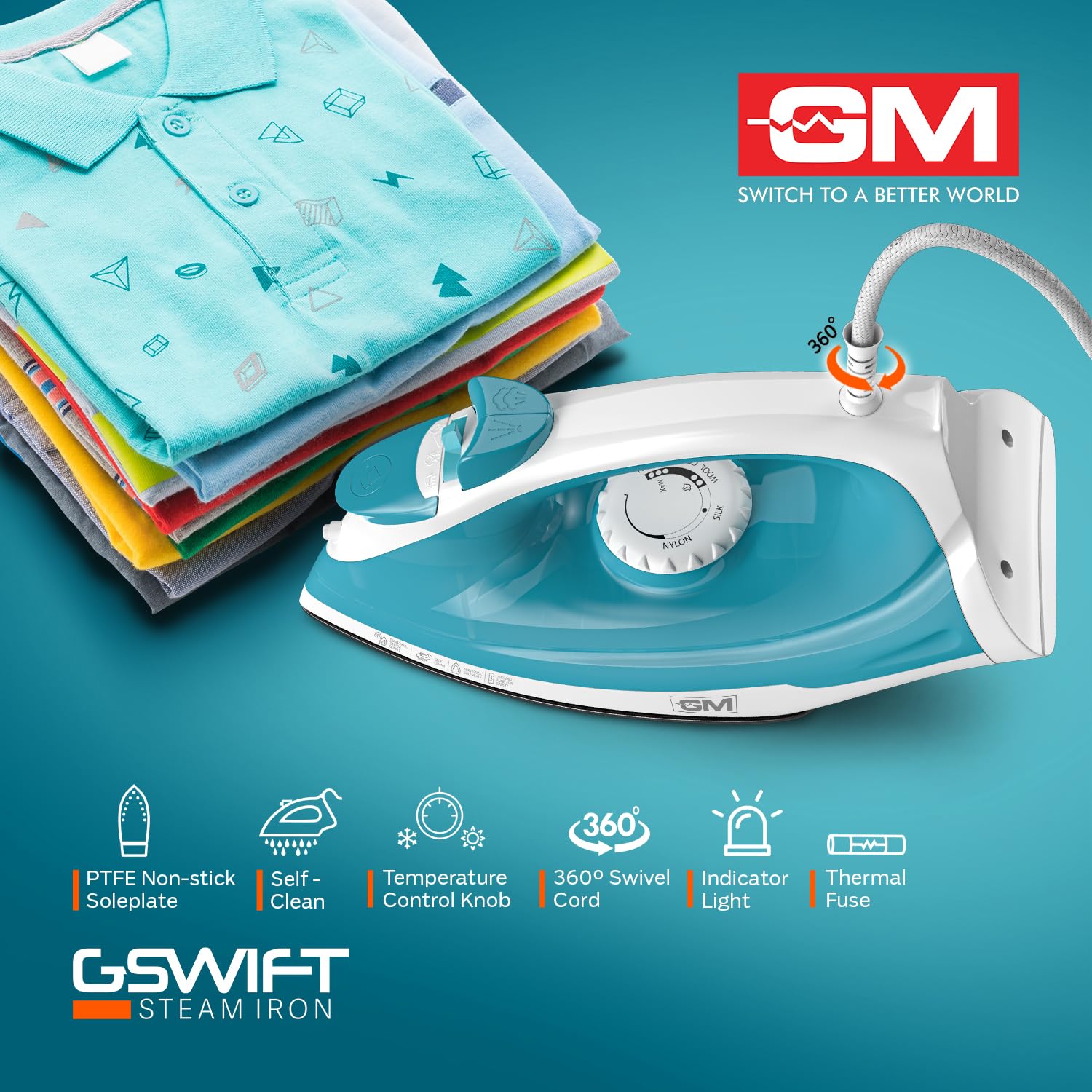 GM G-Swift Steam Iron - Powerful Wrinkle Removal -6