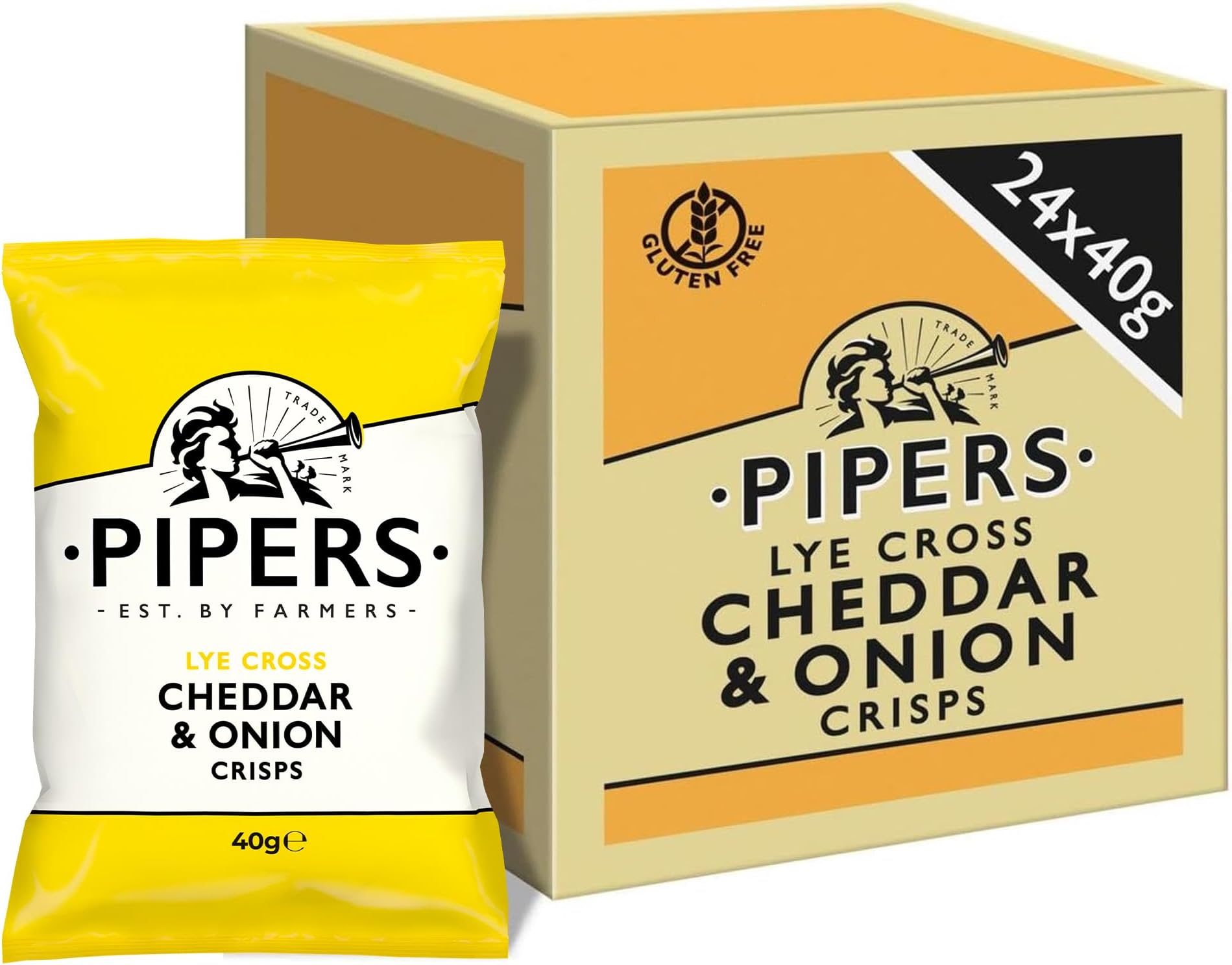 Gluten-Free Lye Cross Cheddar & Onion Vegetarian Crisps Multi-Pack (24)