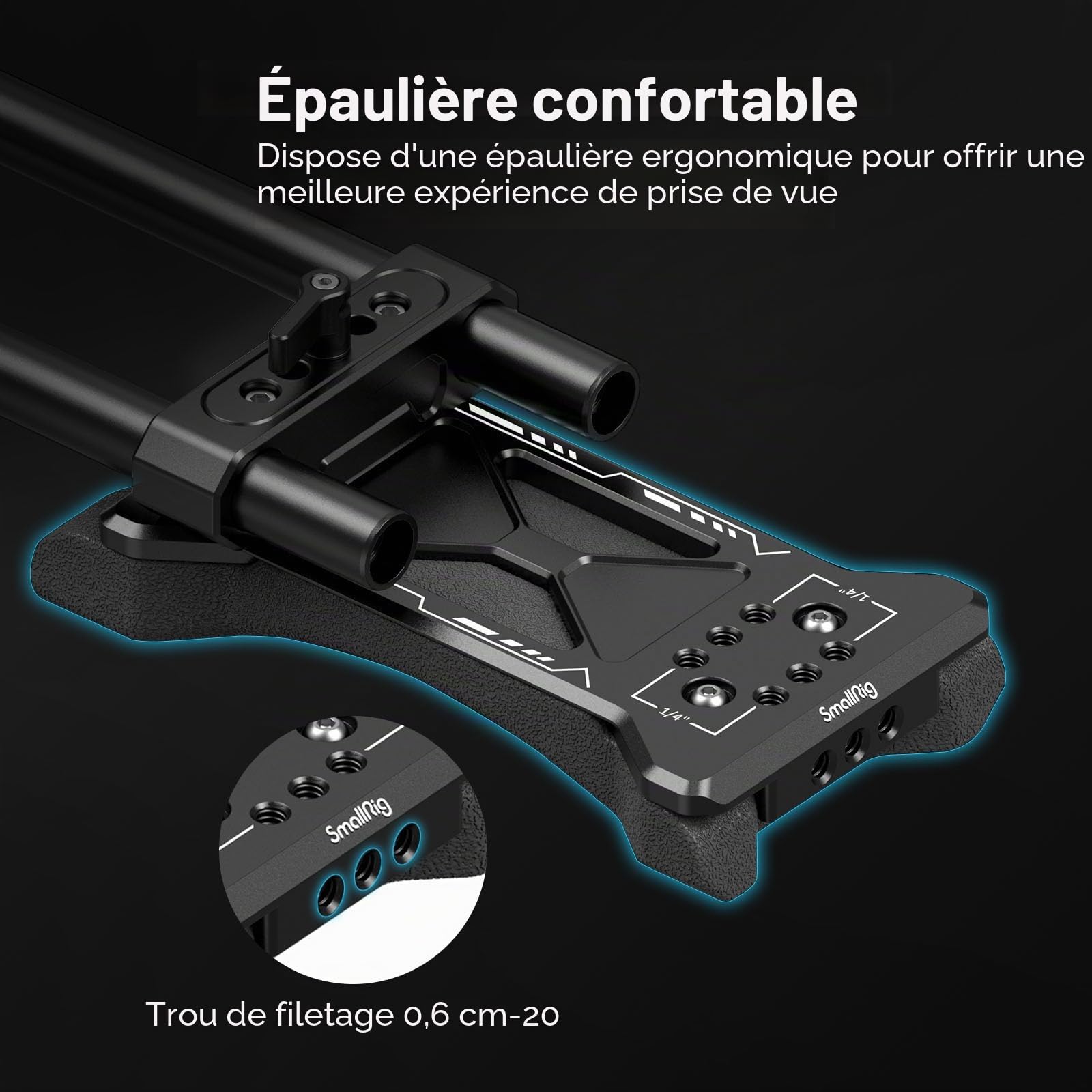 (Amélioré) SMALLRIG Kit de Plate-Forme d'Épaule Universelle, Camera Shoulder Rig, Système de Support de Tige de 15mm, Stabilisateur de Caméra pour Caméscope DSLR, pour la Réalisation de Films - 2896C