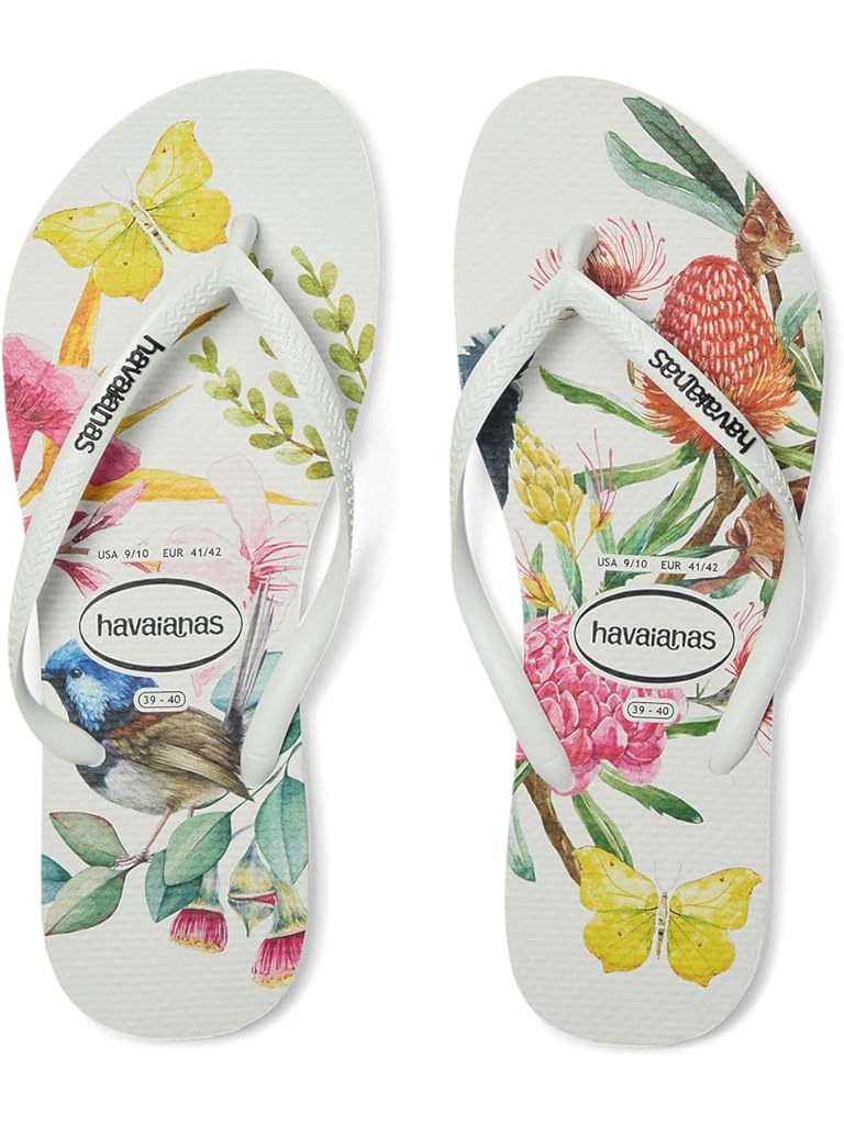 White Havaianas Slim Flora Sandals