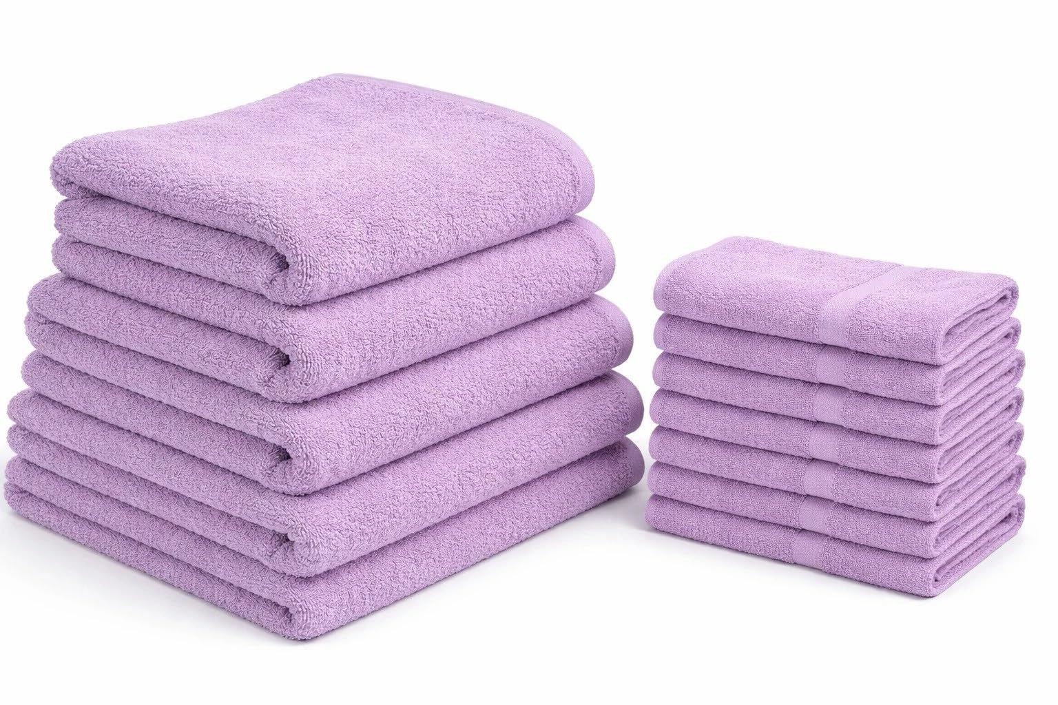 Marzotto 12 Pezzi Asciugamani Bagno Spugna di Puro Cotone 6 Asciugamani Viso e 6 Ospiti Linea Simply Lilla Tinta Unita