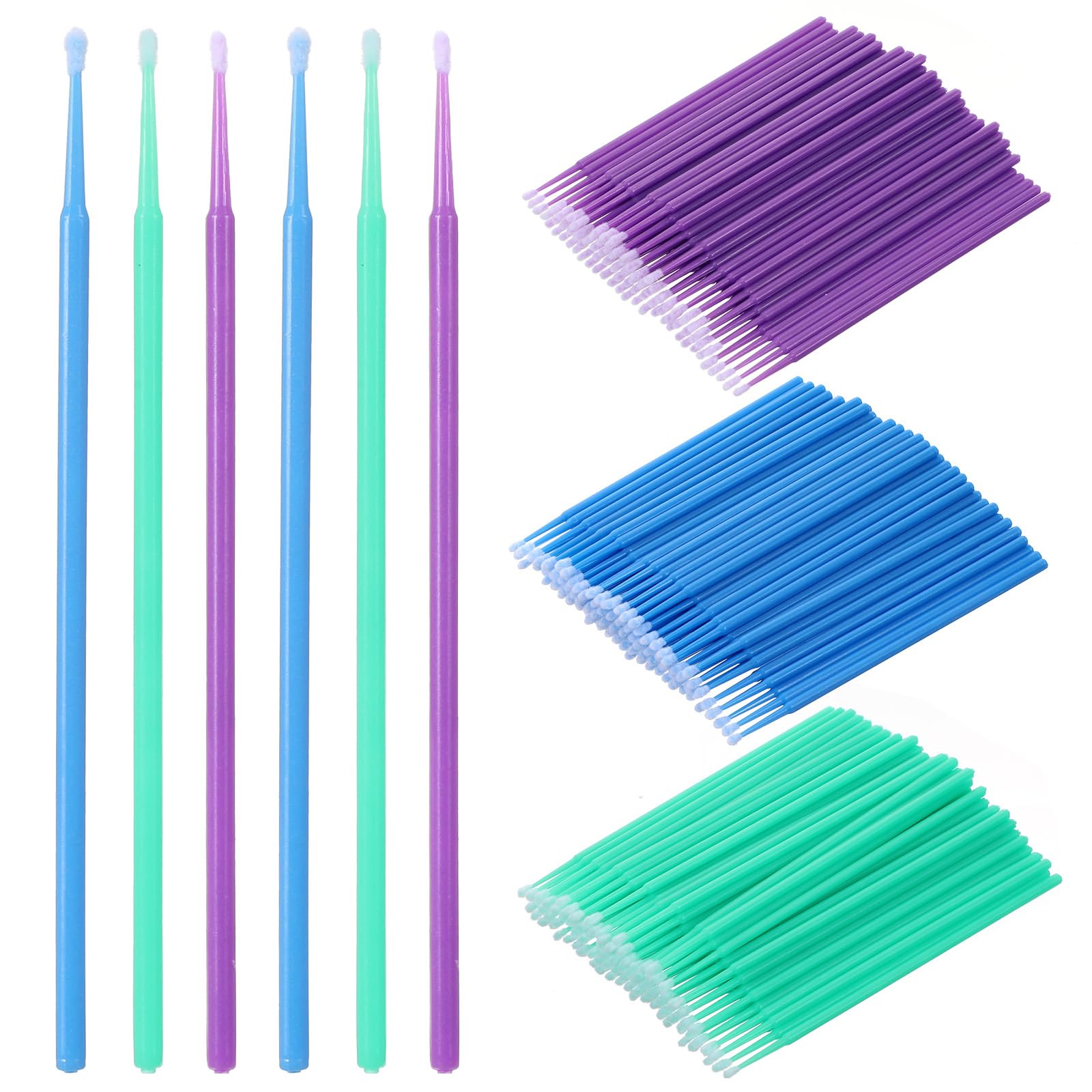 Oruola 300 micro applicatori, pennelli per micropori, per ritocchi, per riparazione di scheggiature, usa e getta, 3 diverse dimensioni di pennelli per ritocchi da 1,5 mm, 2 mm, 2,5 mm