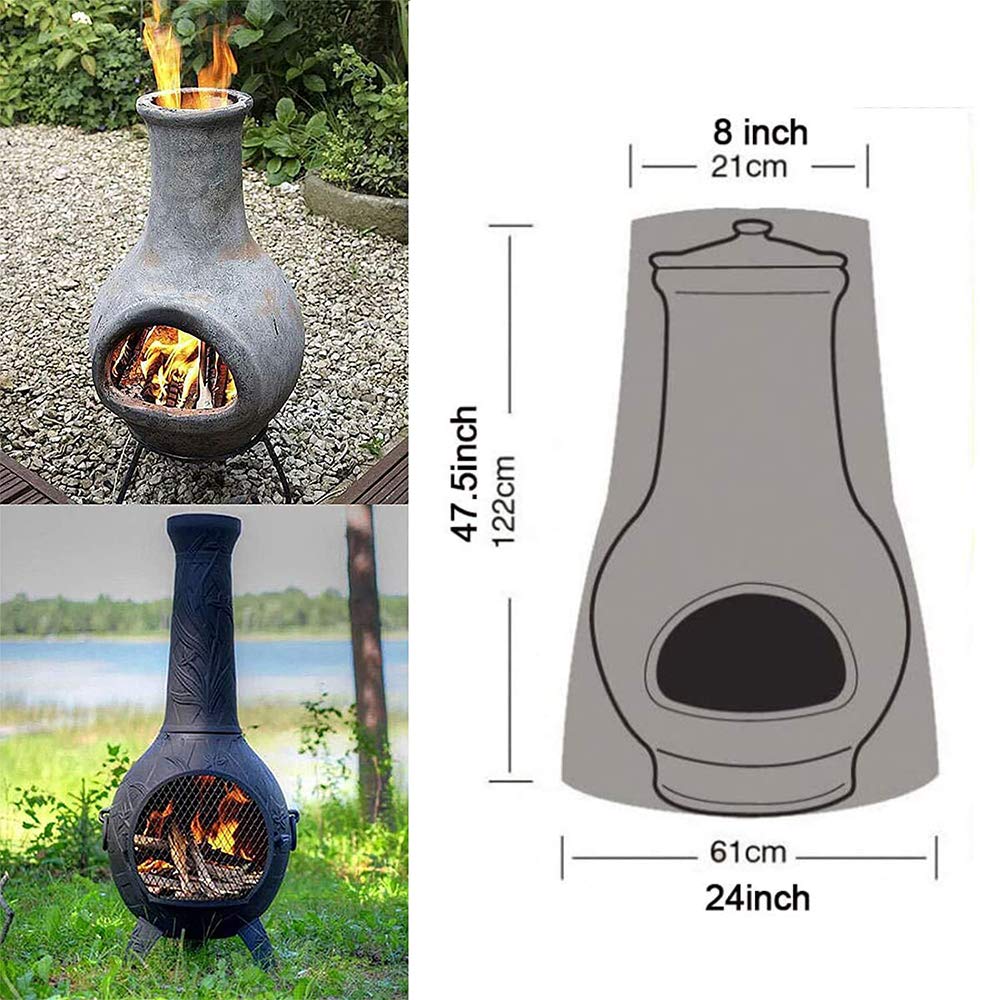 UCARE Patio Chiminea Cover Waterproof Outdoor Fire Pit Chimenea Rain Covers Dustproof Heater Cover for Veranda Garden Backyard Stove