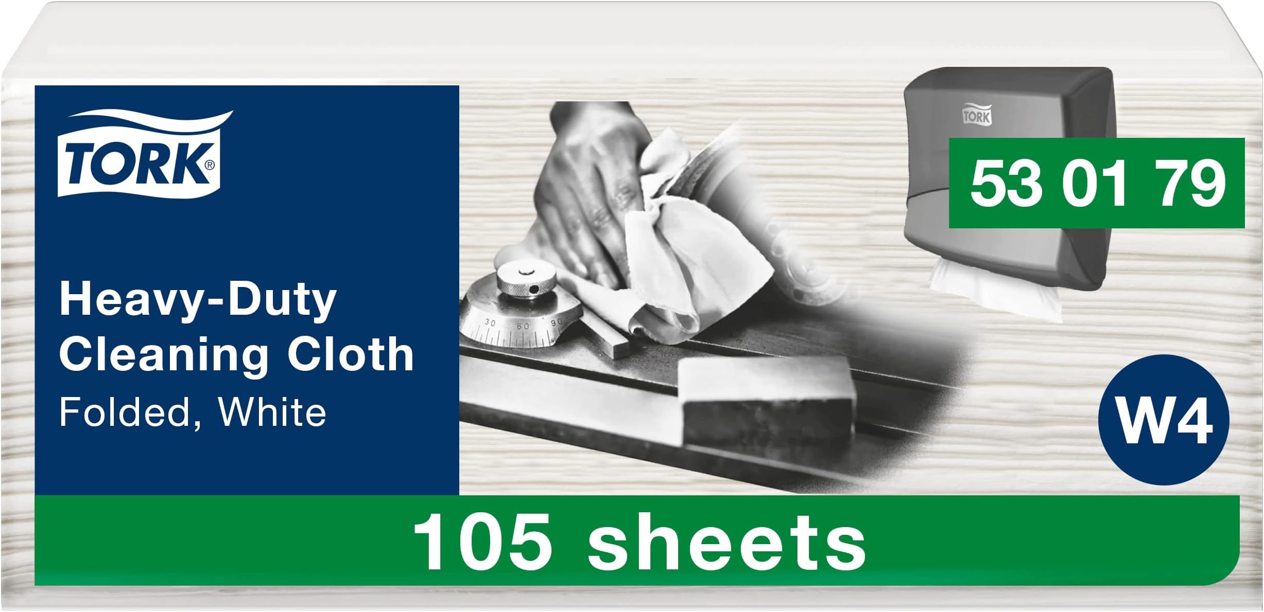 Tork Heavy-Duty Cleaning Cloth White W4, Multipurpose, 1 x 105 Cloths, 530179