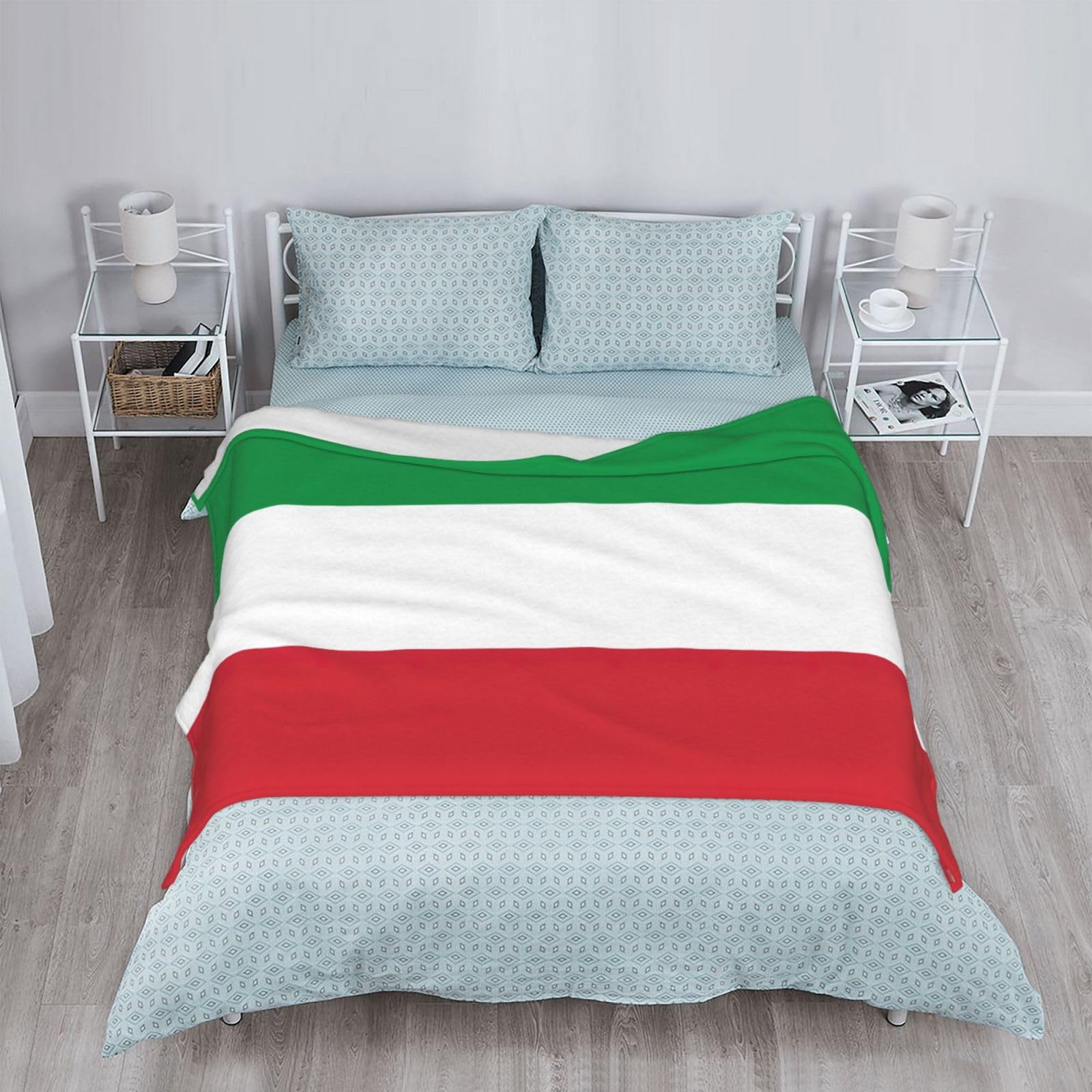 Coperta in flanella con stampa bandiera italiana, comoda e leggera, coperta calda, adatta per divani letto e viaggi