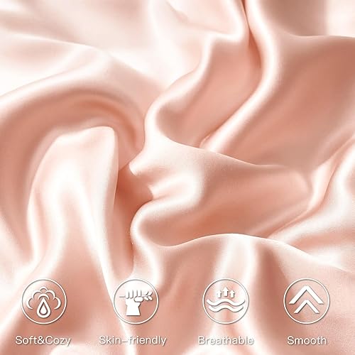 Miniatura 3 de OTOSTAR Juego de 2 fundas de almohada de satén para cabello y piel, fundas de almohada color coral Queen de 20 x 30 pulgadas, fundas de almohada