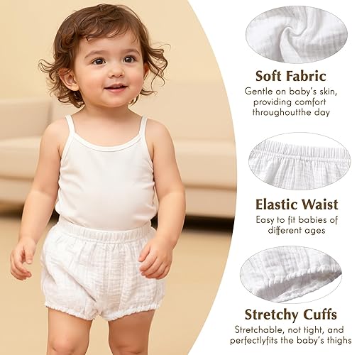 Miniatura 3 de Durio 3 pares de bombones para bebé, fundas suaves para pañales para niñas y niños, pantalones cortos sólidos para bebés, ropa interior para recién
