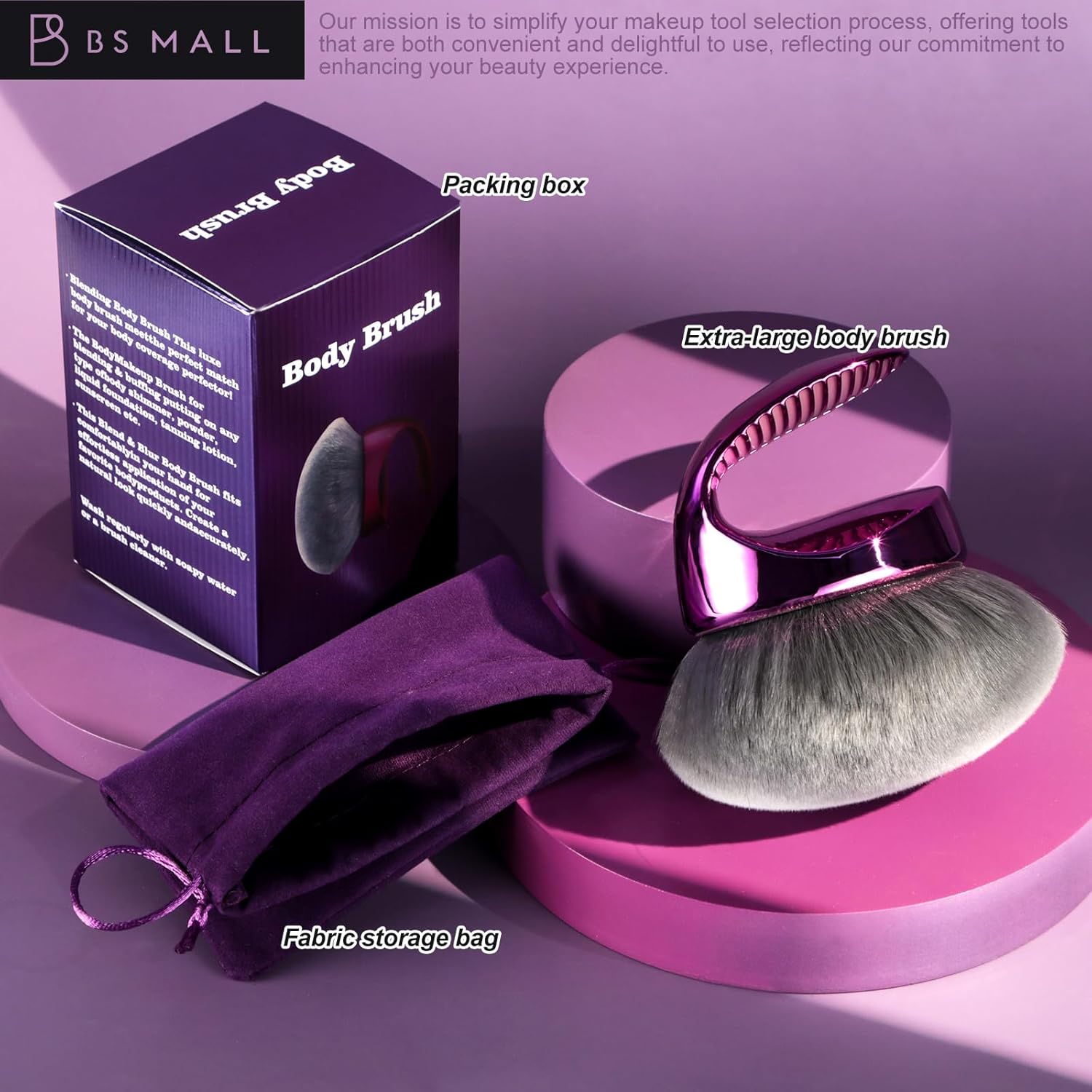 BS-MALL Extra-Large Multi-Purpose Body Brush – Luxury Travel-Friendly Self Tanning & Loose Powder Makeup Brush with Super Soft Bristles for Daily Use & Even Application - Image 6