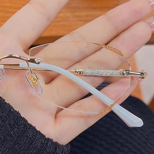 Miniatura 5 de TETGSET Glassesify - Lentes de lectura para mujer con diseño de diamante sin montura anti luz azul, lentes de lectura ligeros sin marco