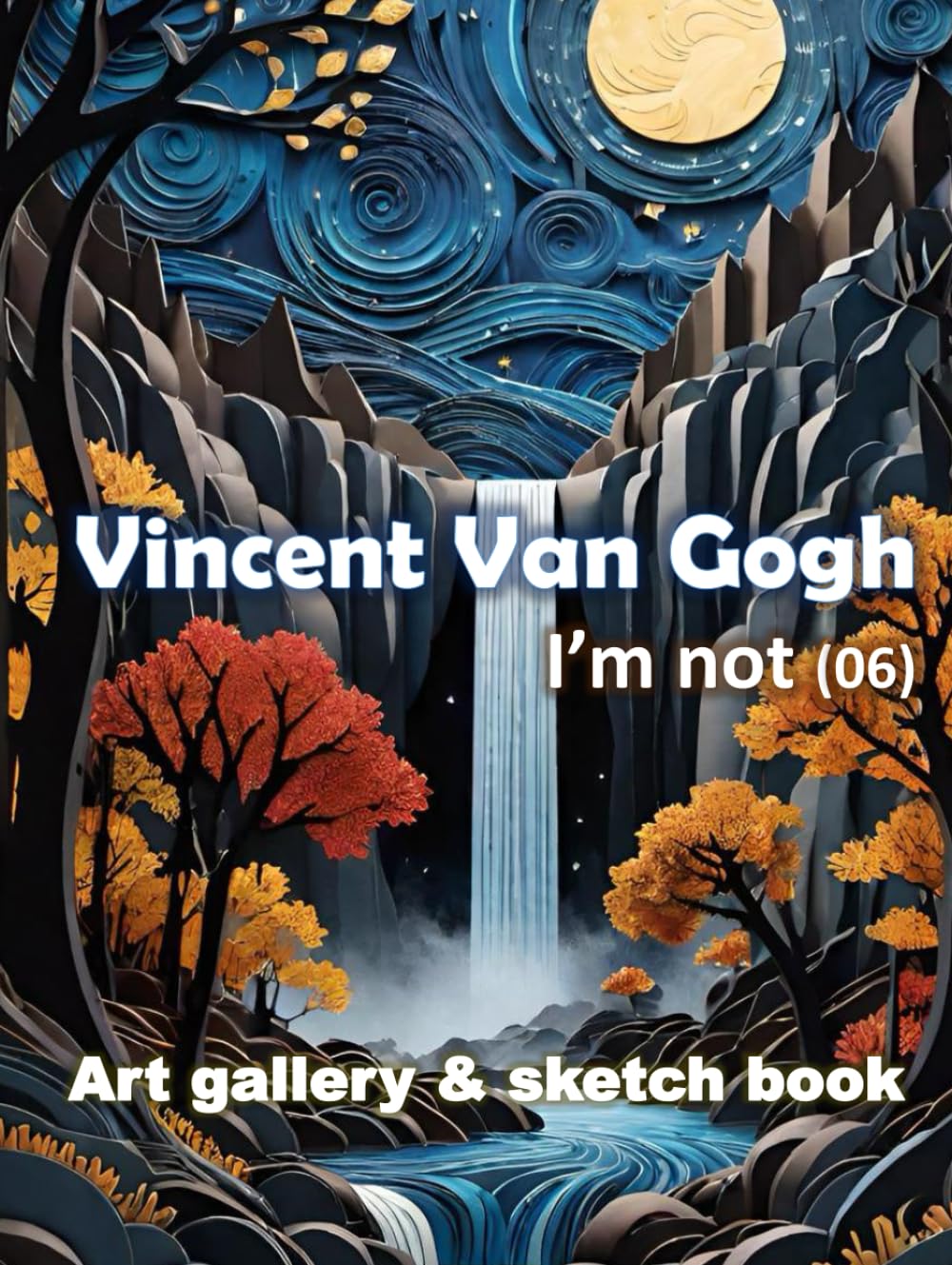 Carnet de notes Vincent Van Gogh style peinture avec ciel étoilé et cascade
