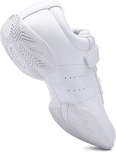 Miniatura 4 de BAXINIER Zapatos de baile de porristas blancas para niñas, tenis de entrenamiento atlético, transpirables, para jóvenes, competición, zapatillas de