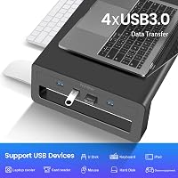 VAYDEER Alumínium Dupla Monitortartó 4 USB Porttal, Fém Monitorállvány 32 Colig, PC és Laptop Támasz Beépített USB Hubbal - Fekete 2