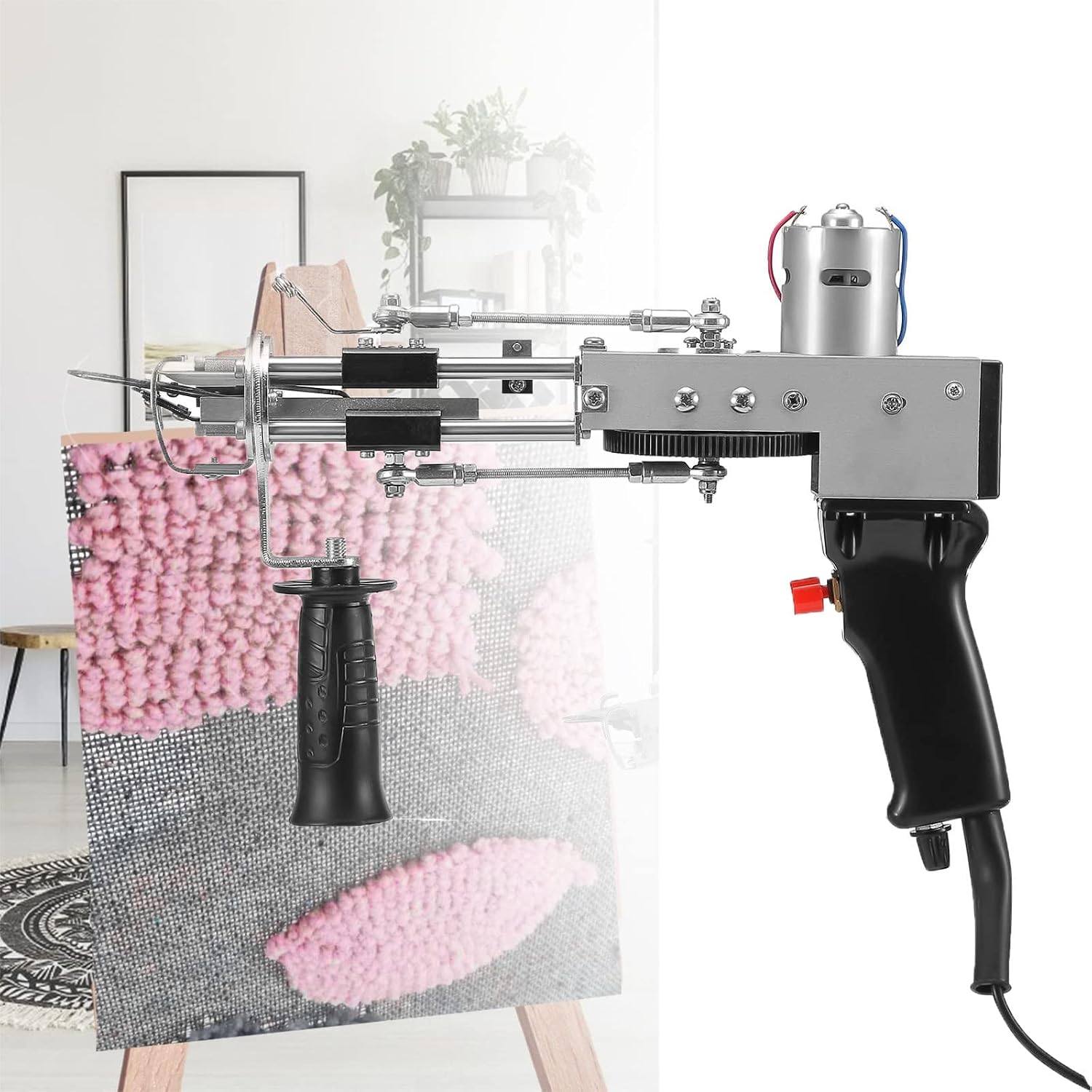 GeRRiT Electric Cut Pile Rug Carpet Tufting Gun, Hand-Held Knitting Carpet Machine, Rug Making Tools with Wool Yarn and Fabric