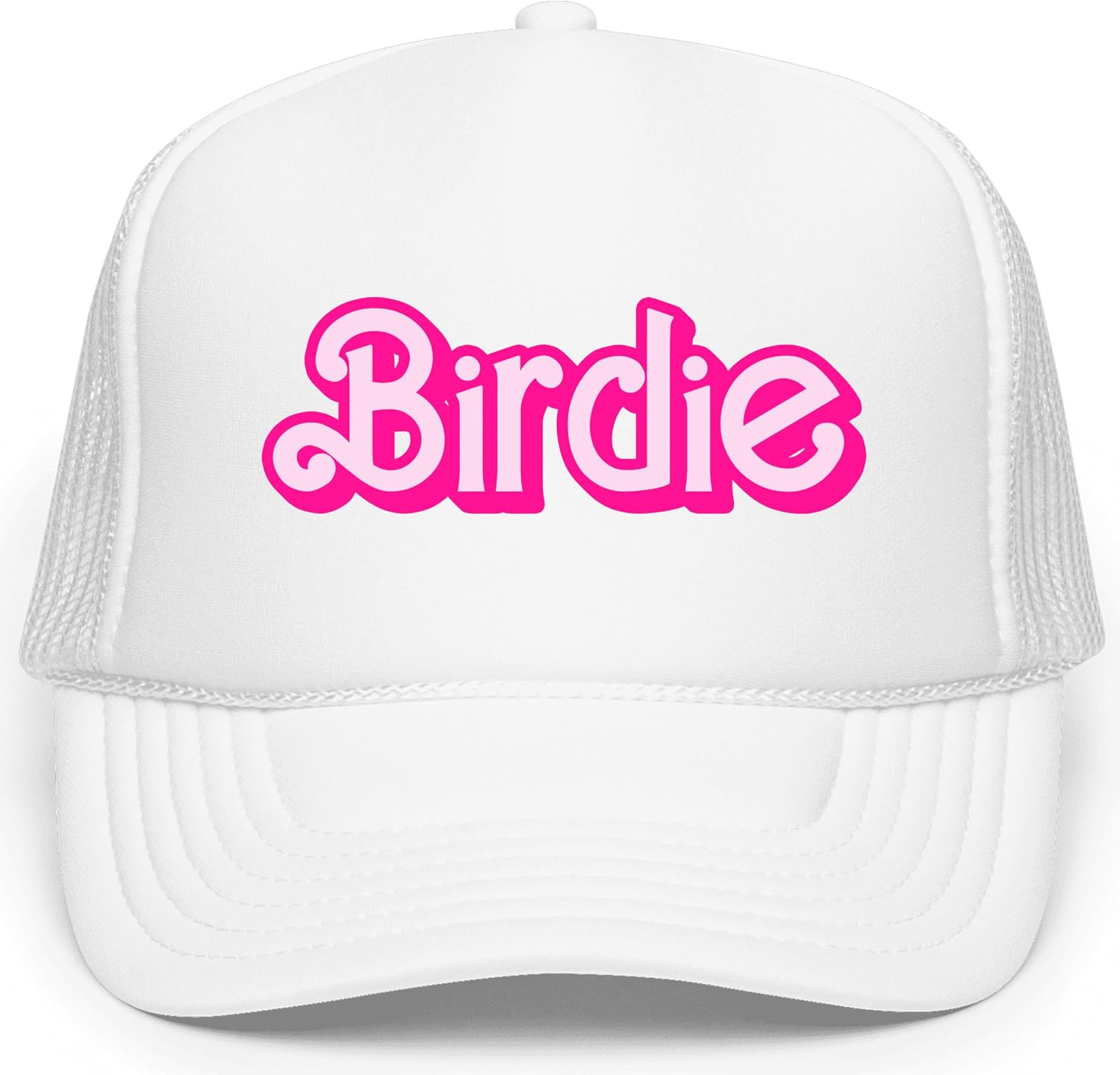 Girly Pink Birdie Trucker Hat for Women & Teens Golf Foam Front Classic 5 Panel Mesh Snapback