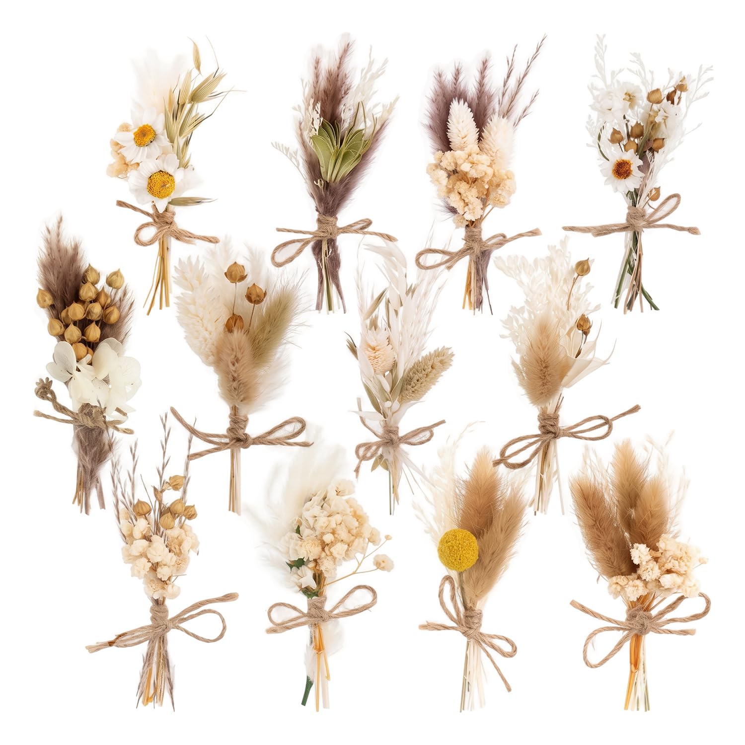 CENCERY 12 Mini Natural Dried Flower Bouquets for Crafts Decor