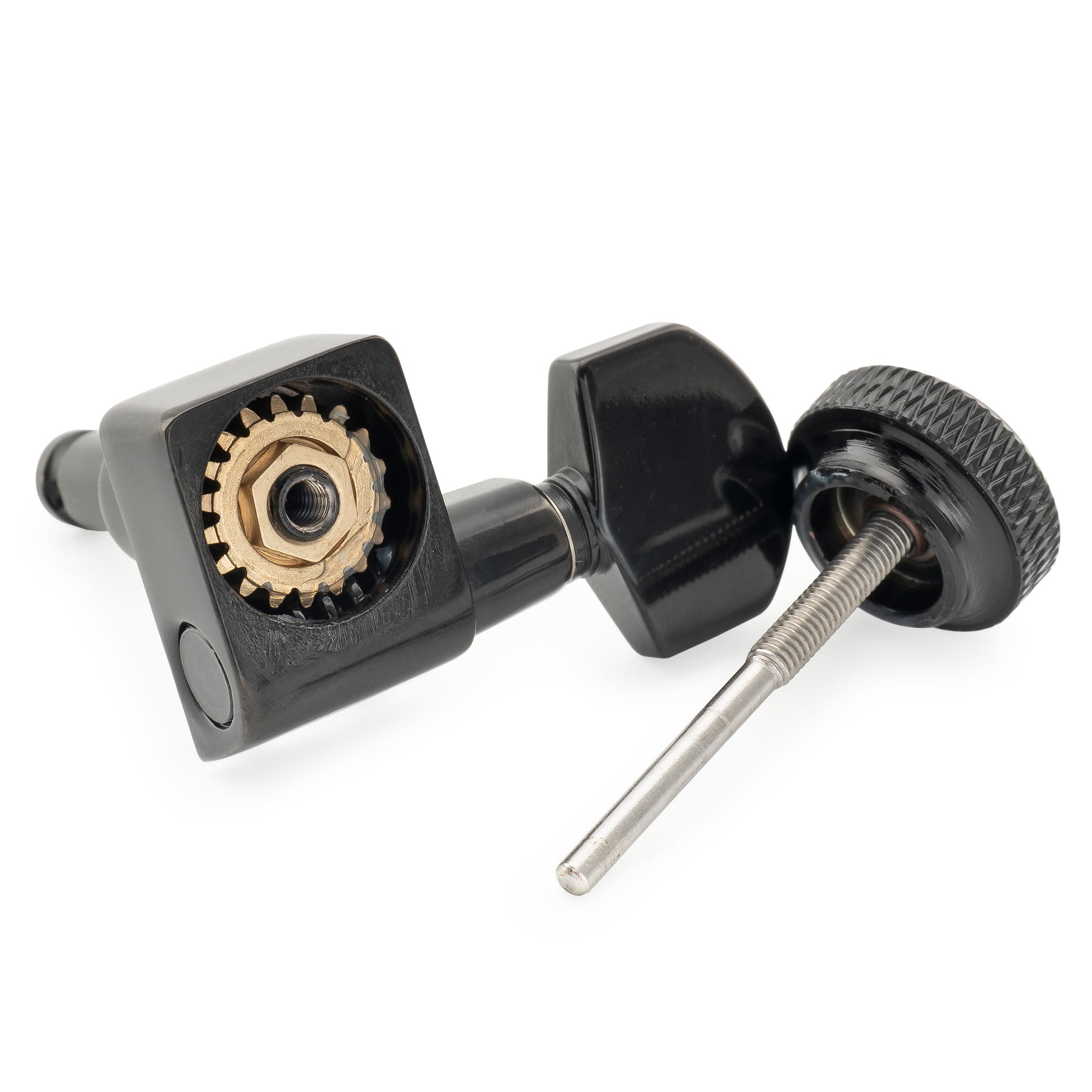 Musiclily Pro R18K-06 Mancino L6 2-Pin Meccaniche Autobloccanti Nero | Paletta Esagonale per Chitarra Elettrica Fender Strat Tele