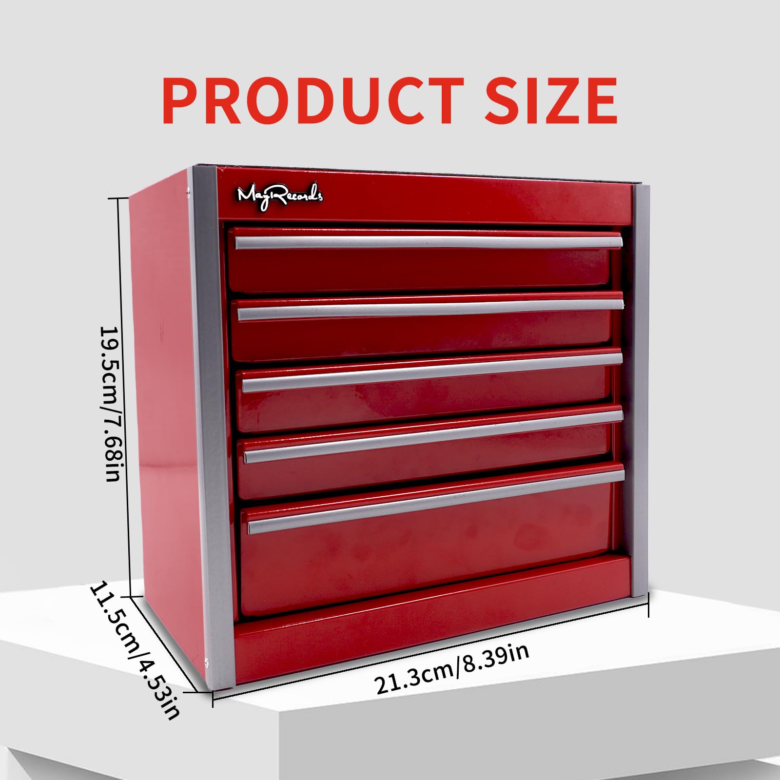 Mini caja de herramientas de metal roja con 5 cajones y almacenamiento superior, bricolaje en casa | Almacenamiento y organizadores de herramientas portátiles