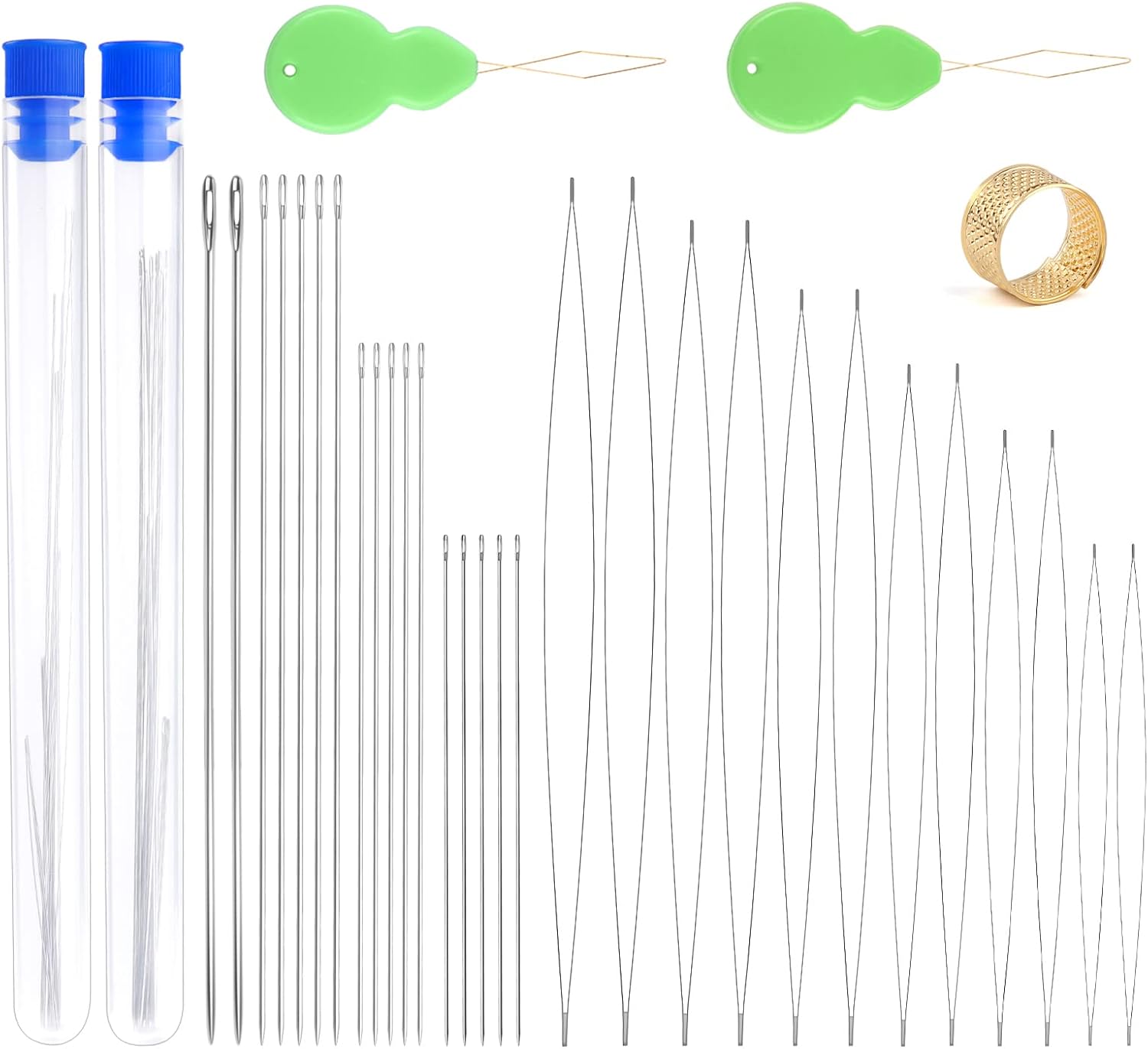 18 Aghi Per Perline, 12 Aghi Per Perline A Occhio Grande E 6 Aghi - Foto 4