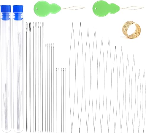 18 Aghi Per Perline, 12 Aghi Per Perline A Occhio Grande E 6 Aghi - Foto 3