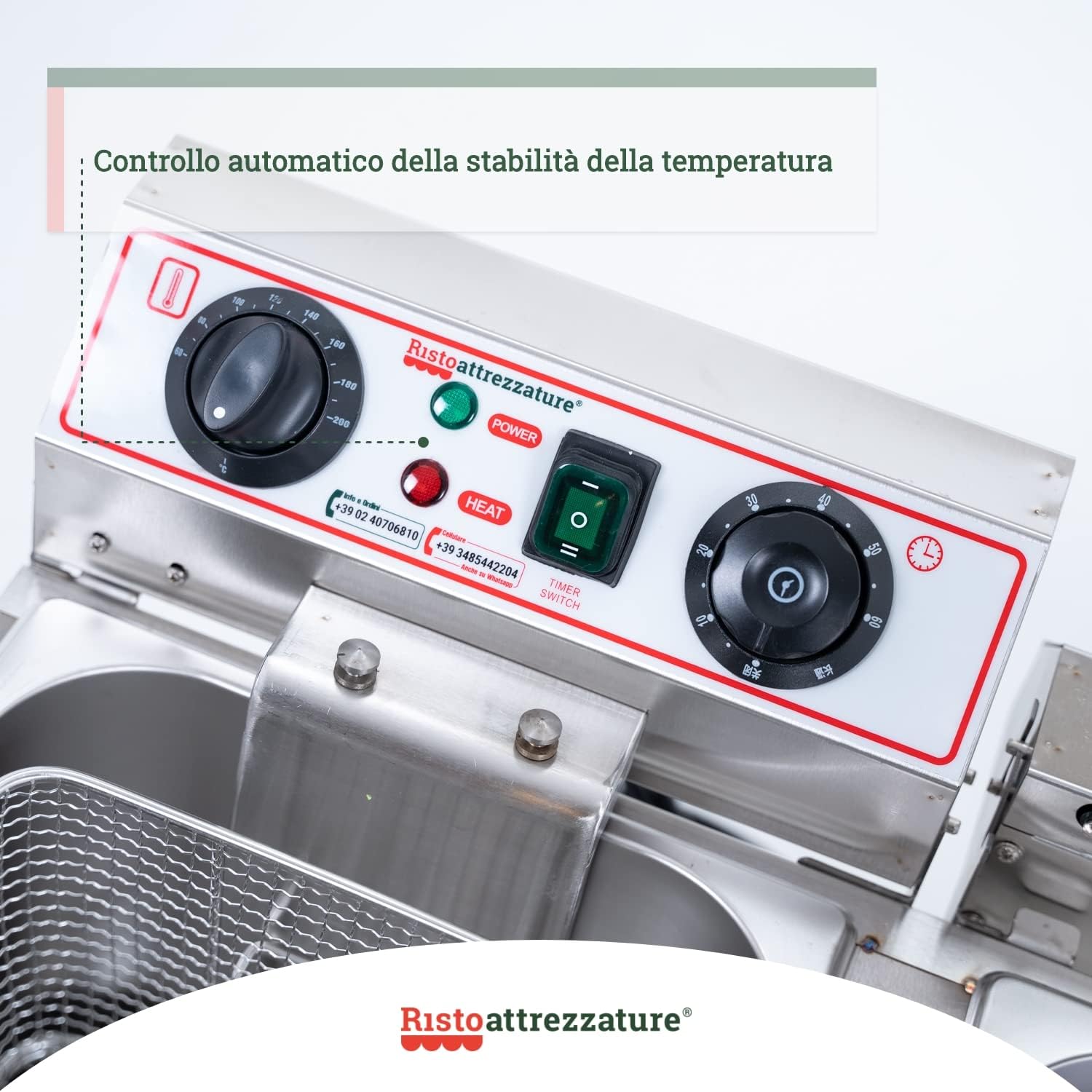 Friggitrice Elettrica Doppia Vasca, Professionale in Acciaio Inox - 13+13 Litri, Capacità Olio 10+10 Litri Friggitrice Elettrica Doppia Vasca, Professionale in Acciaio Inox - 13+13 Litri, Capacità Olio 10+10 Litri
