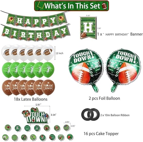 Miniatura 4 de Paquete de 39 decoraciones de fiesta de cumpleaños de fútbol, suministros de fiesta del Super Bowl, el juego incluye pancarta de cumpleaños de