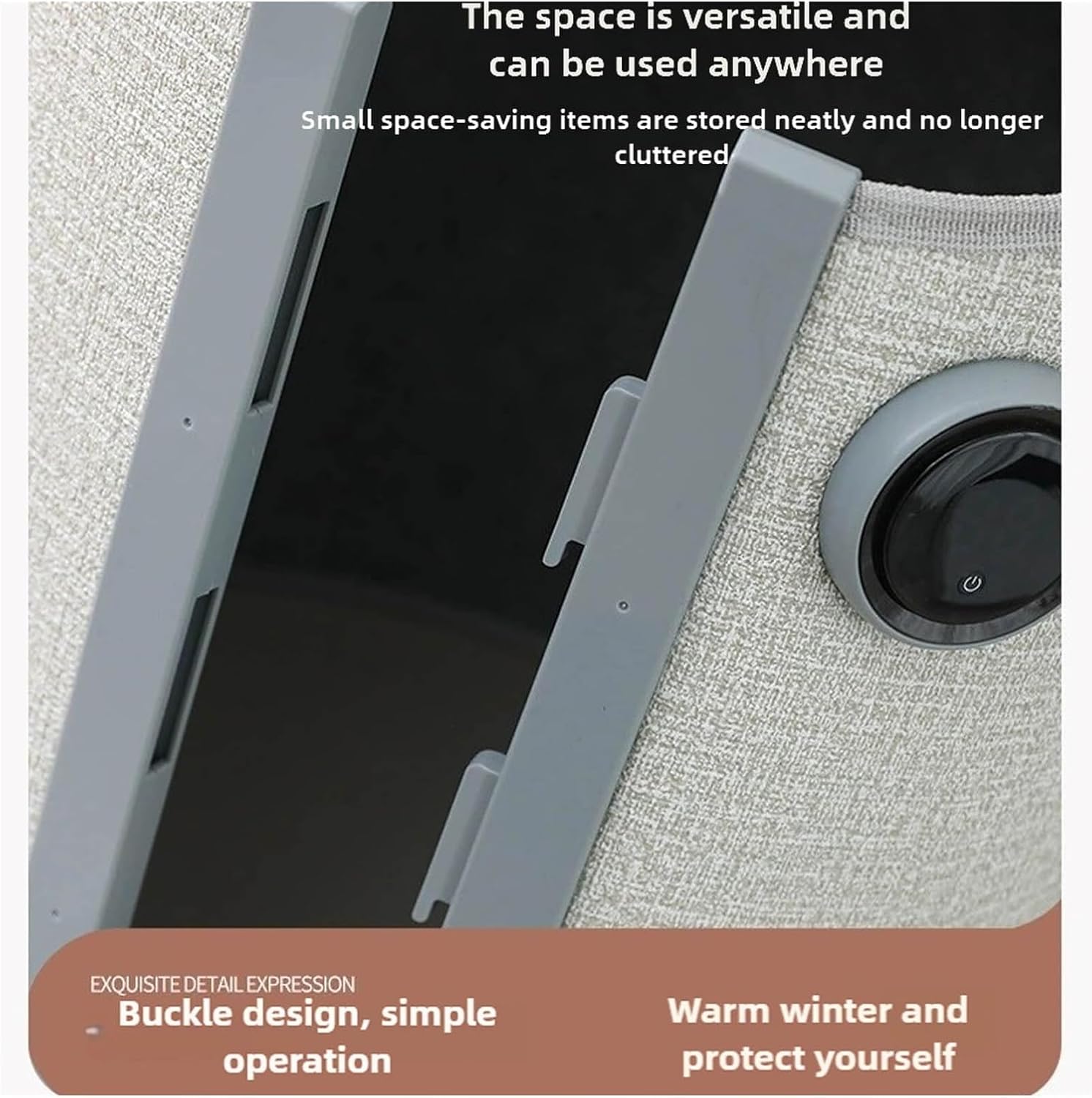 デスク下フットウォーマー 断熱蓋付き 足元用 静音 パーソナルスペースヒーター ポータブルオフィスヒーター(Blue)