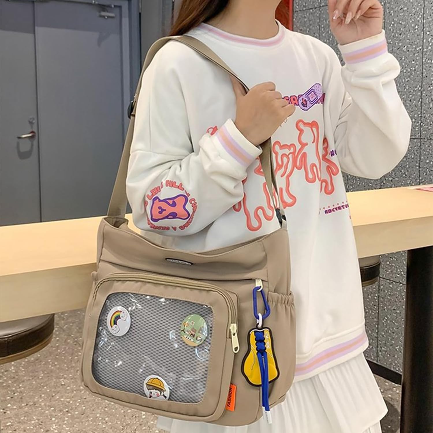 Lightweight Itabag For Girls Japanese Crossbody Bag With Large Capacity Messengers Shoulder Handbags Pin Display