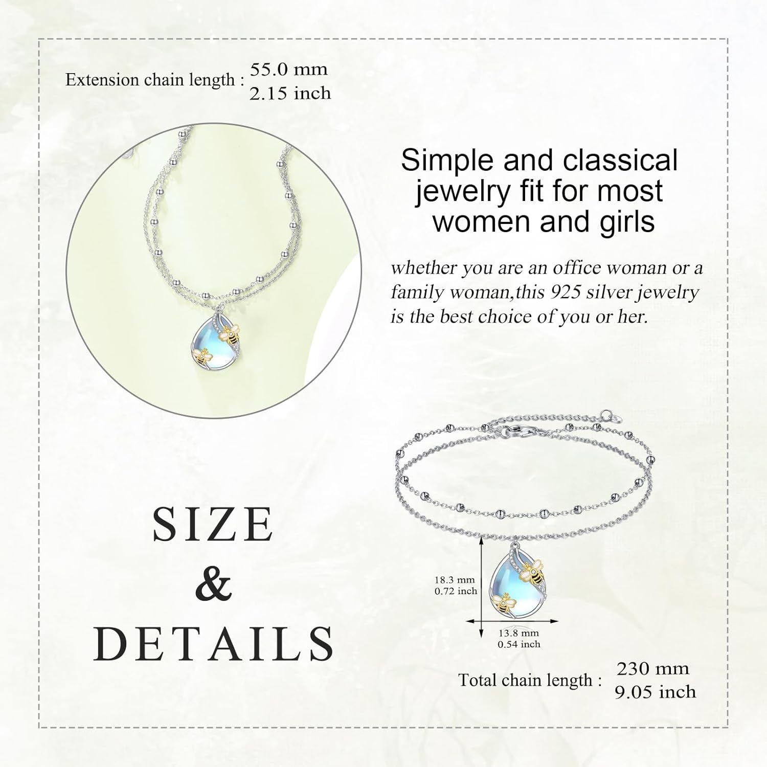 KQF Butterfly/Dragonfly/Bee/Infinity/Celtic Bracelet for Women Sterling Silver Butterfly/Dragonfly/Bee/Infinity/Celtic Adjustable Chain Jewelry Gifts for Women - Image 4