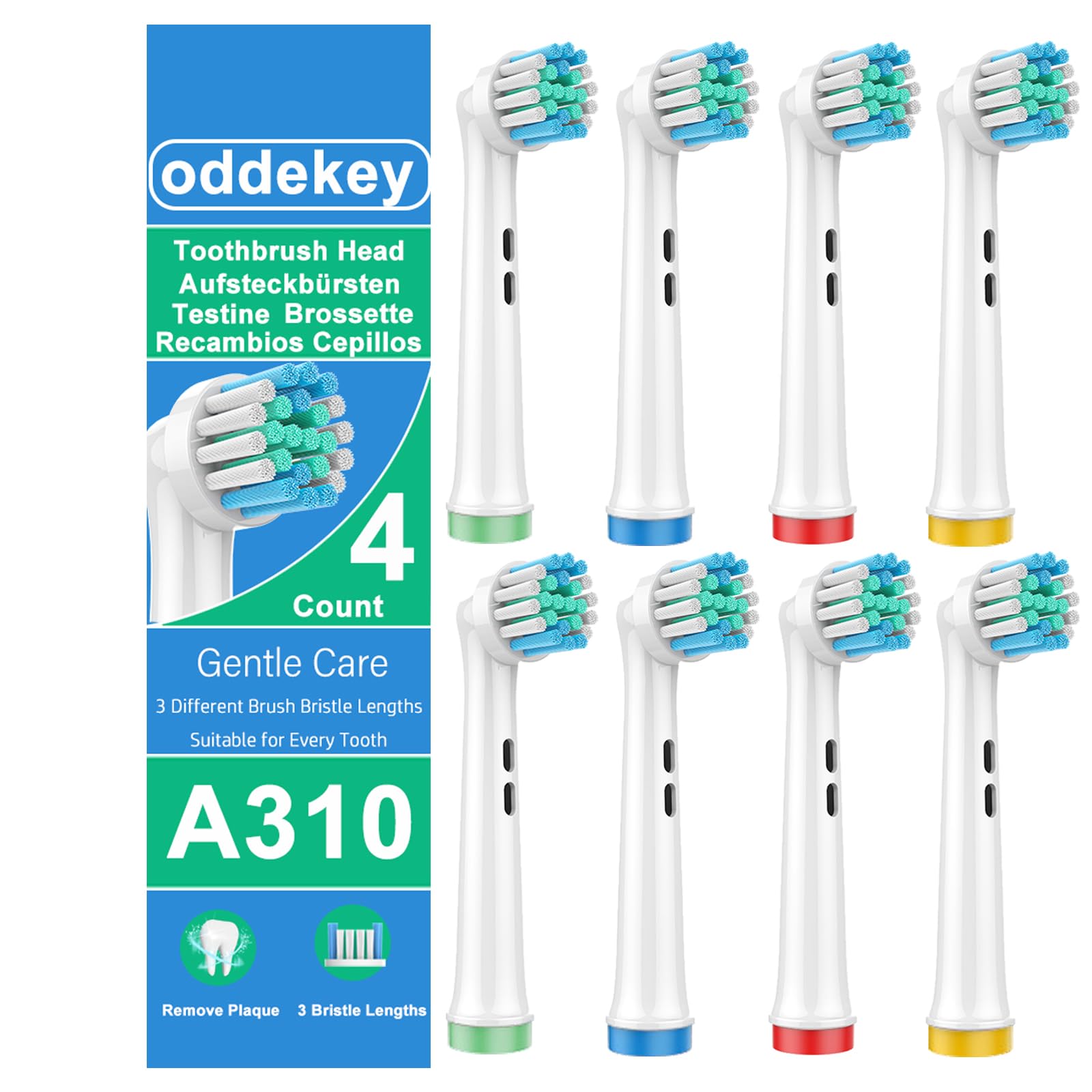 Recambios Cepillos Compatible con Braun Oral B Vitality Pro, Pro 3, Cabezales para Cepillo Electrico Oral B, Repuestos Cuidados Suaves, Pack de 8 Cabezales, Blanco