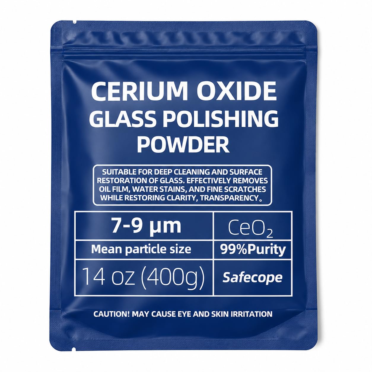 14 oz (400g) 99% Cerium Oxide Glass Polishing Powder (7-9 Um) – Removes: Oil Films, Water Spots, Swirl Marks, Wiper Streaks, Removes Fine Scratches & Deep-Cleans Glass Surfaces.
