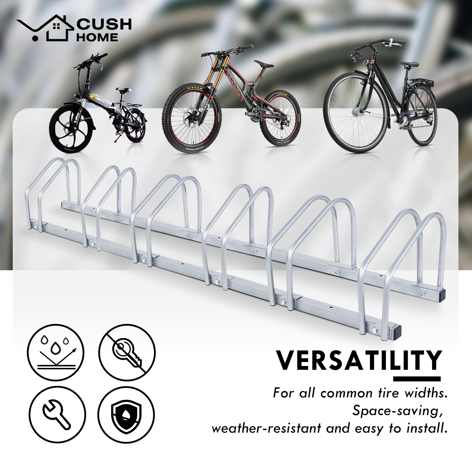 CCLIFE Râteliers à Vélo au Sol pour 3 Vélos avec Largeur de Pneu Jusqu'à 65 mm Support de Rangement pour Bicyclette en Fer 160 x 32 x 26 cm