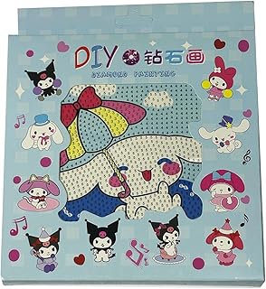 مجموعة رسم ماسي يدوية للأطفال بتصميم شخصيات كرتونية بخلفية زرقاء، مجموعة رسم فنية مرمزة بالأرقام