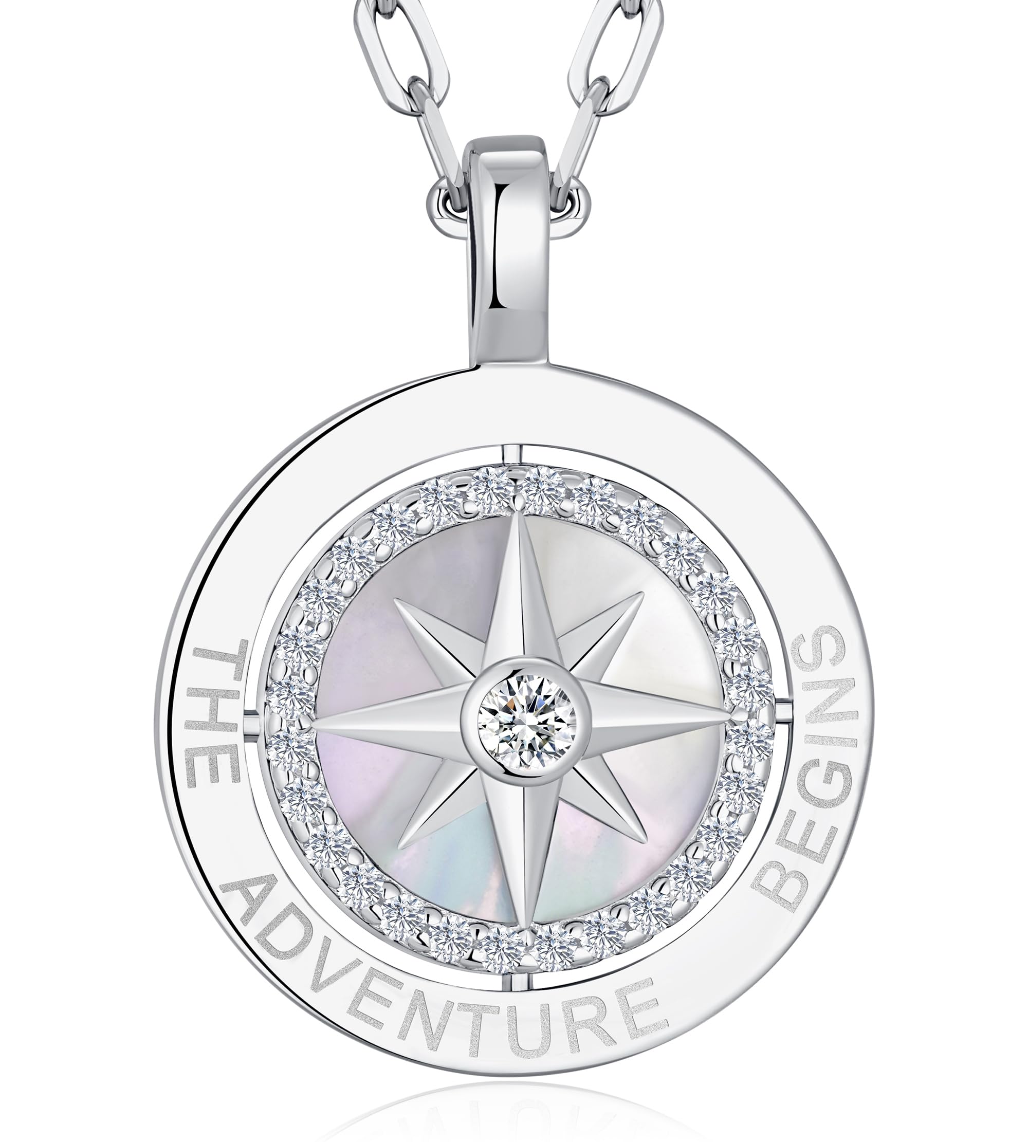 LOUISA SECRET Graduation Gifts for Her 2025, S925 Sterling Silver Compass Birthstone Pendant Necklace for Her, Anniversary Birthday Jewelry Gifts for