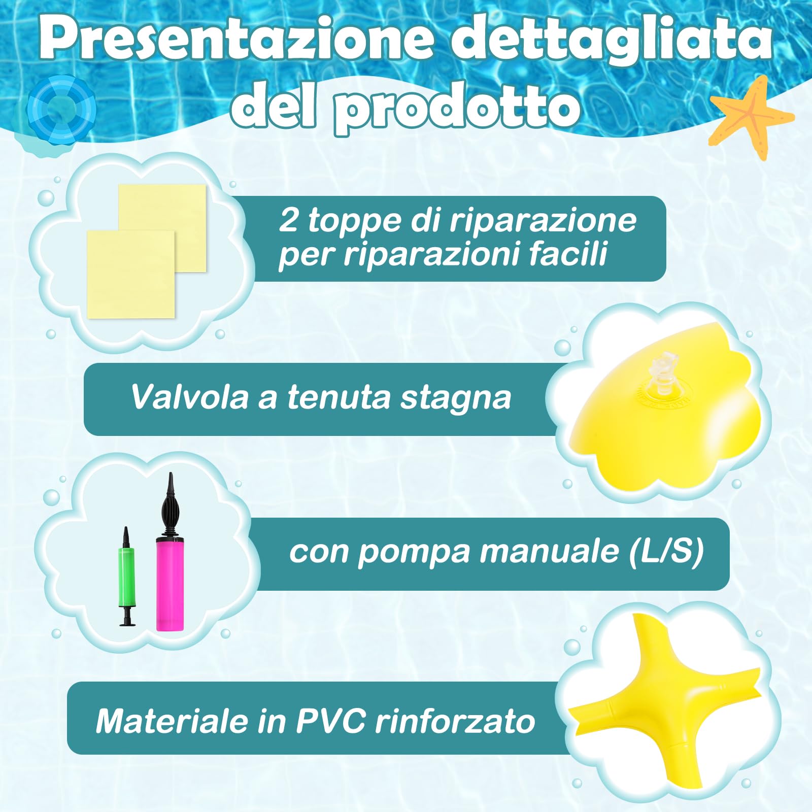 CYFIE Giocattolo per Piscina Tic Tac Toe, Gonfiabile, 3 x 3, con 10 Palline e 2 Pompe, Giocattolo per Adulti, Accessori per Piscina, Divertimento per Piscina, Spiaggia e Giardino, Giocattolo